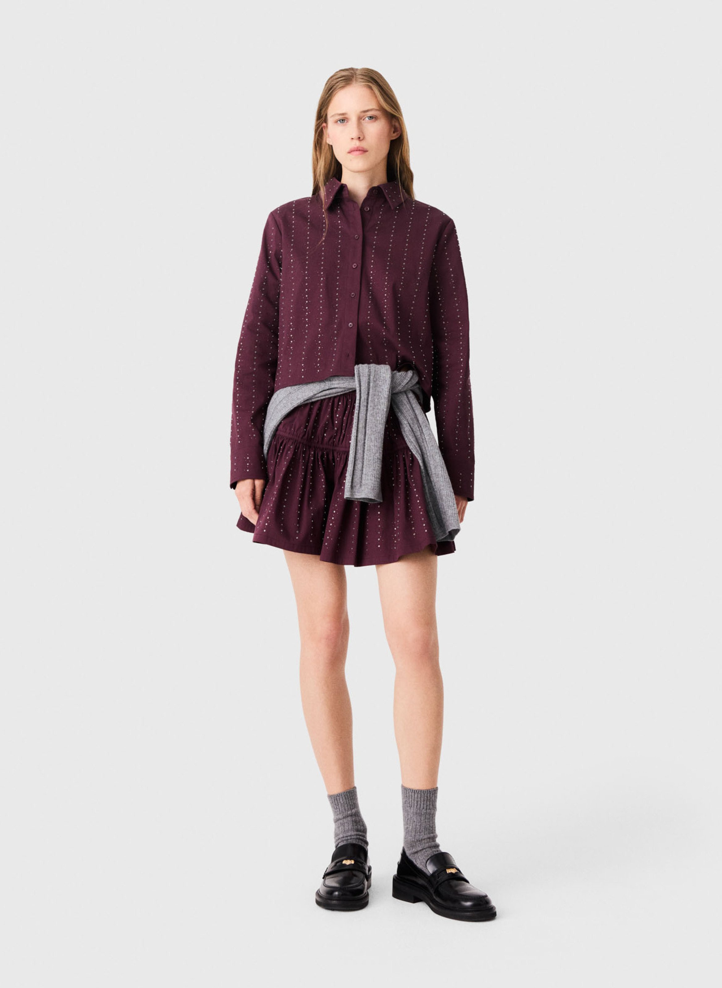 Straight-cut cotton-blend shirt with classic collar MAJE Red