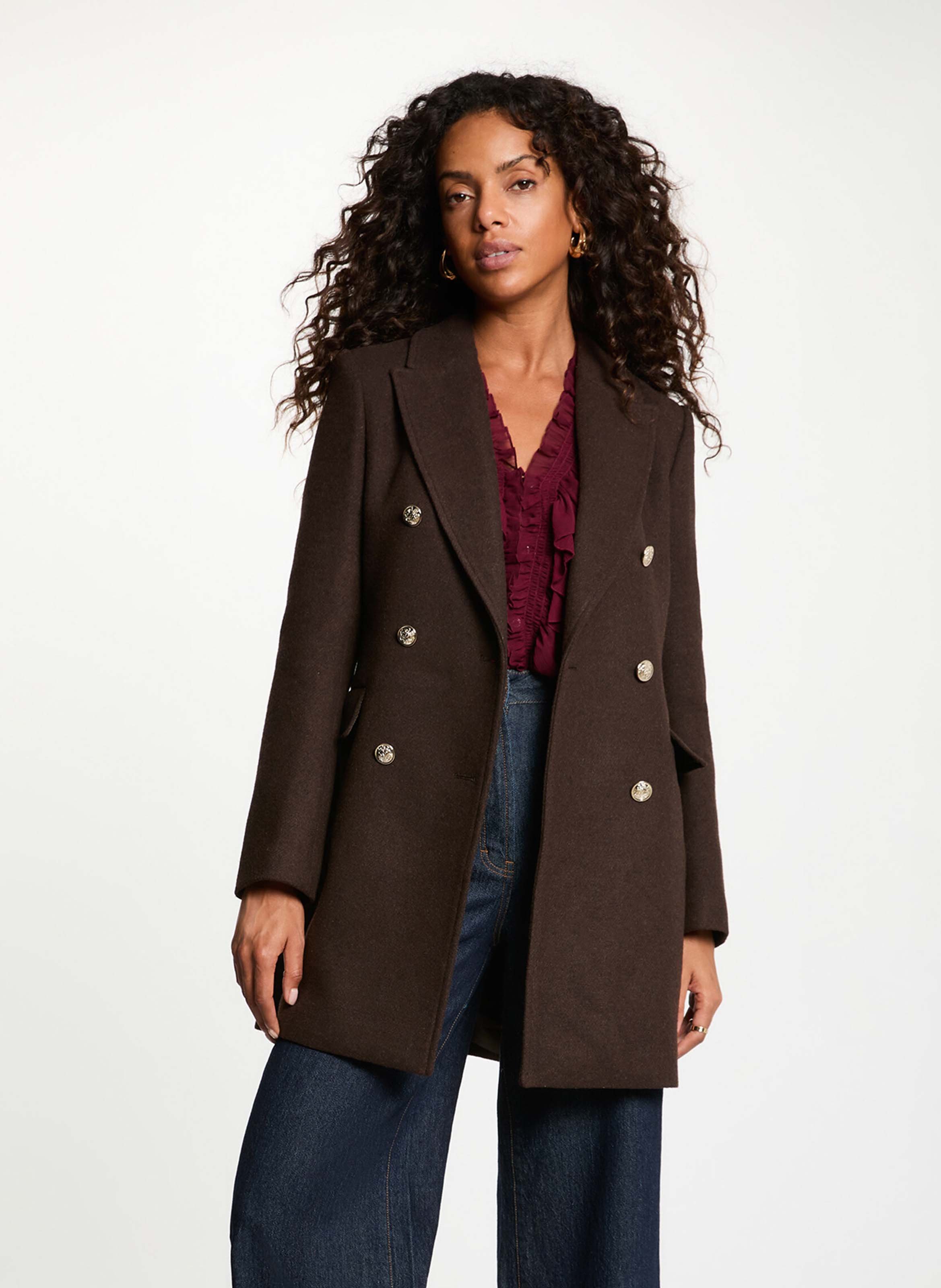 Taillierter Mantel mit Revers MORGAN Braun