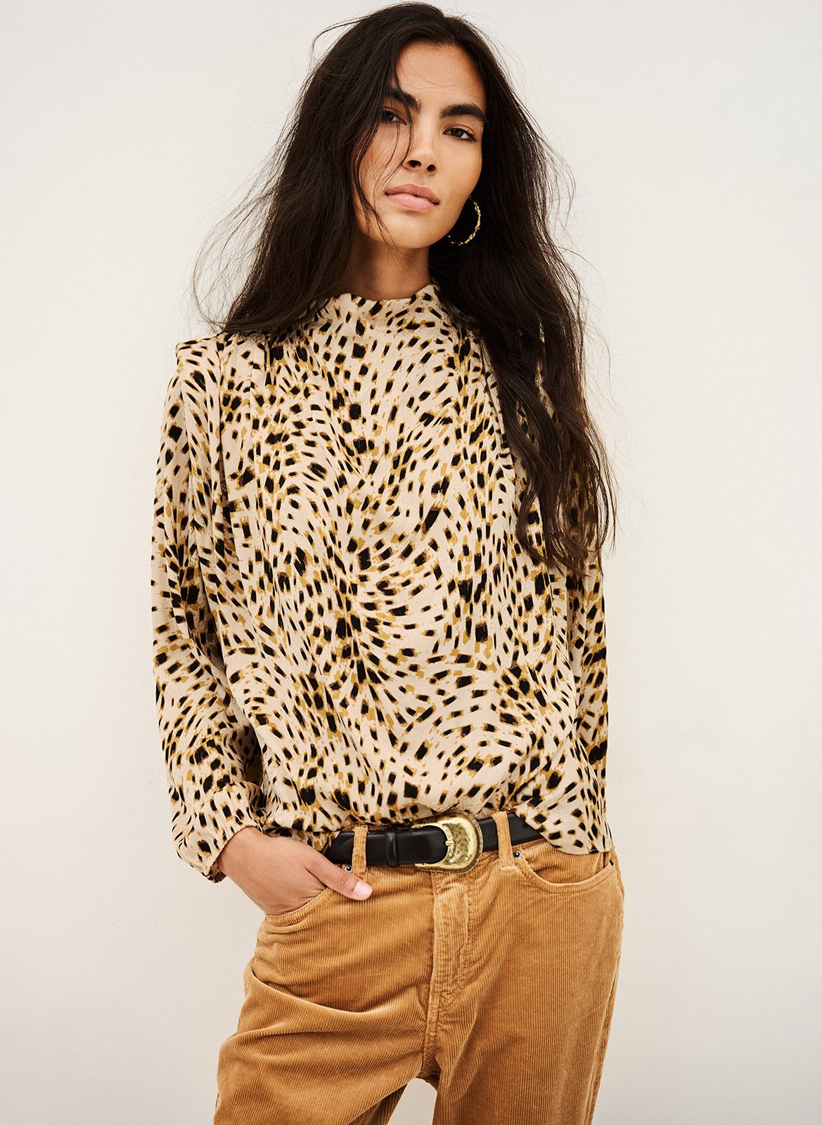 Printed blouse with high neck BA&SH Beige