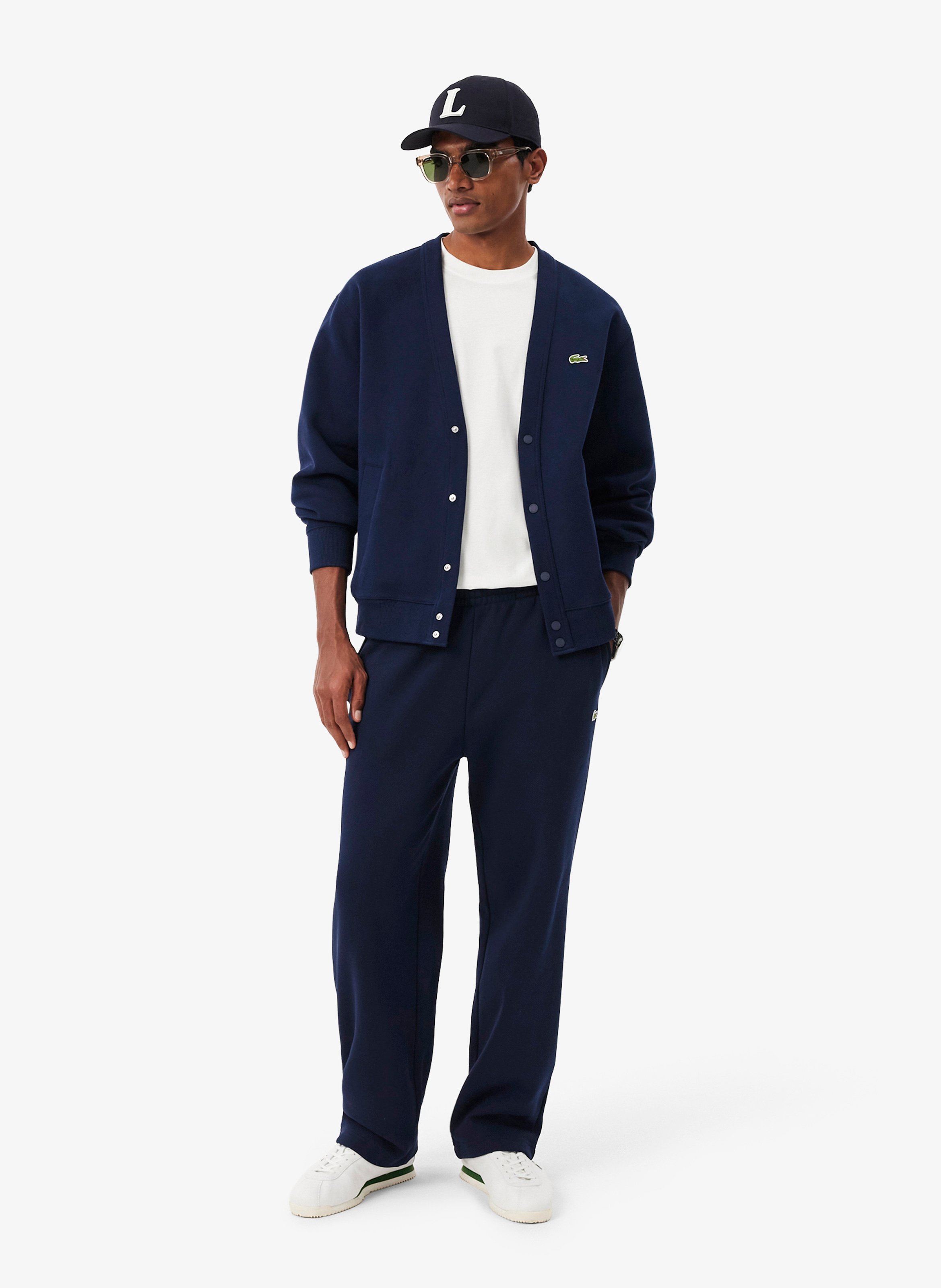 Straight cotton track pants LACOSTE Blue