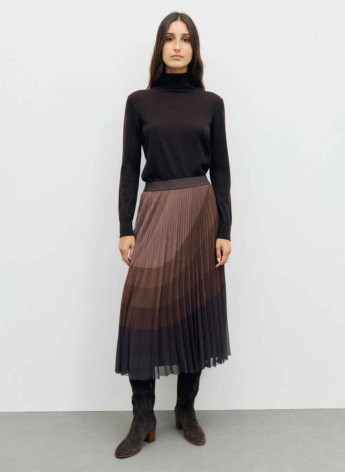 Pleated Sun Midi Skirt GERARD DAREL Brown