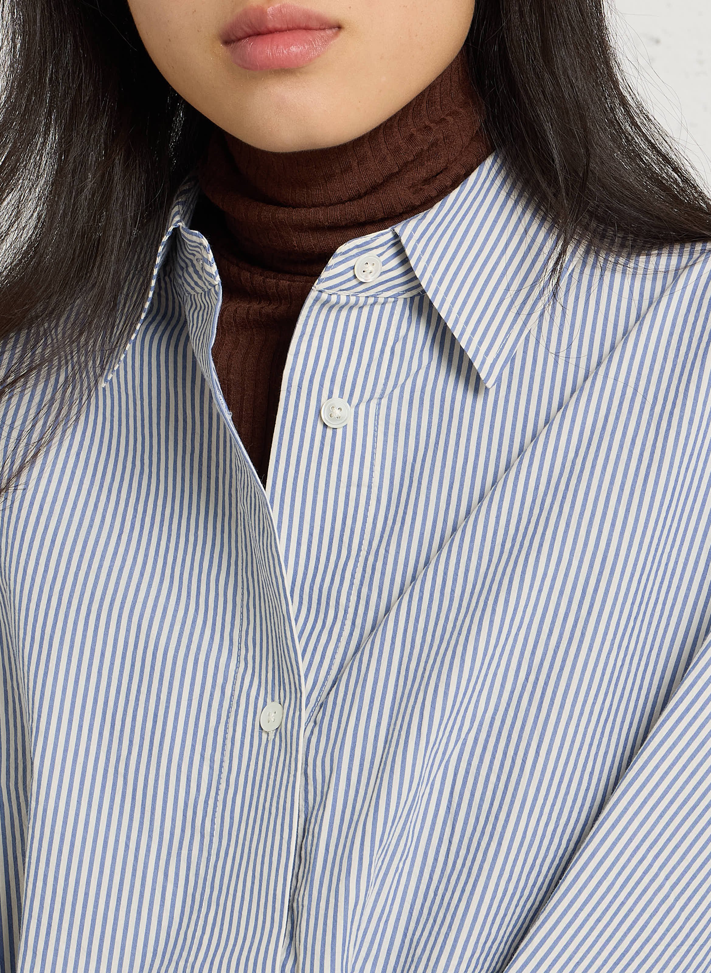 Chemise ample col classique rayée nouée en coton BELLEROSE Bleu