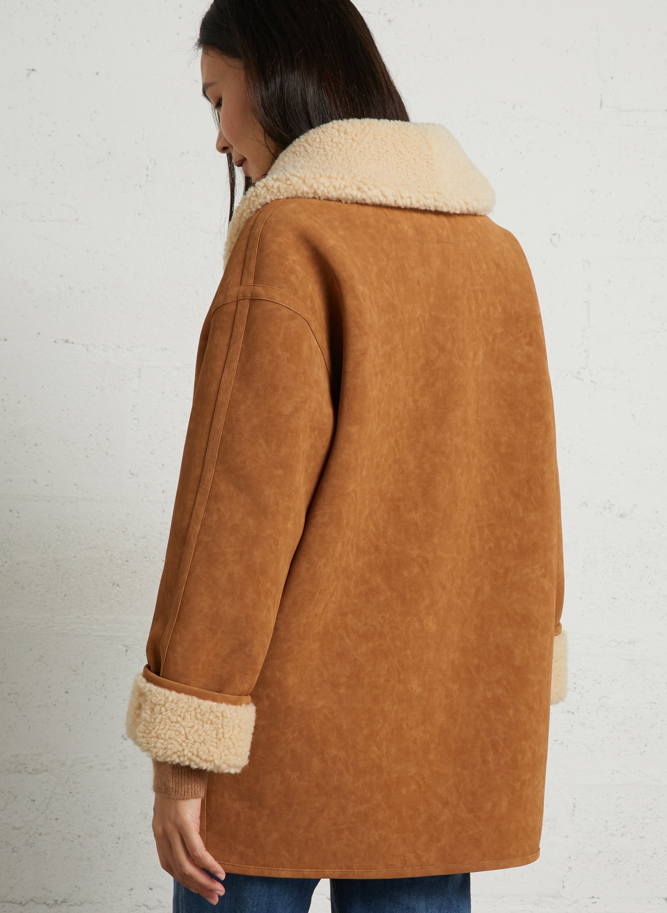 Oversized jasje met sjaalkraag LEON & HARPER Bruin