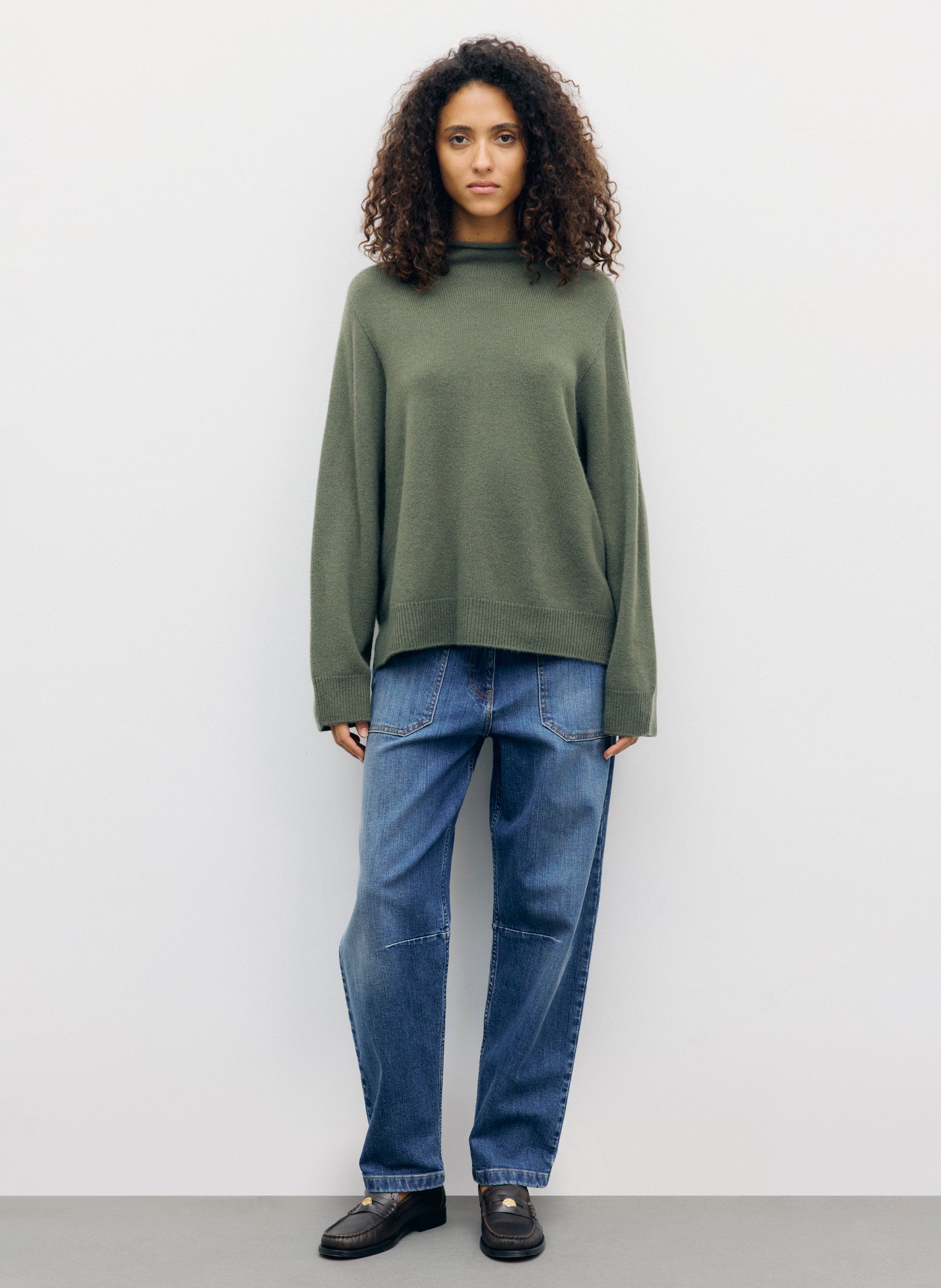 Plain cashmere stand collar sweater GERARD DAREL Khaki
