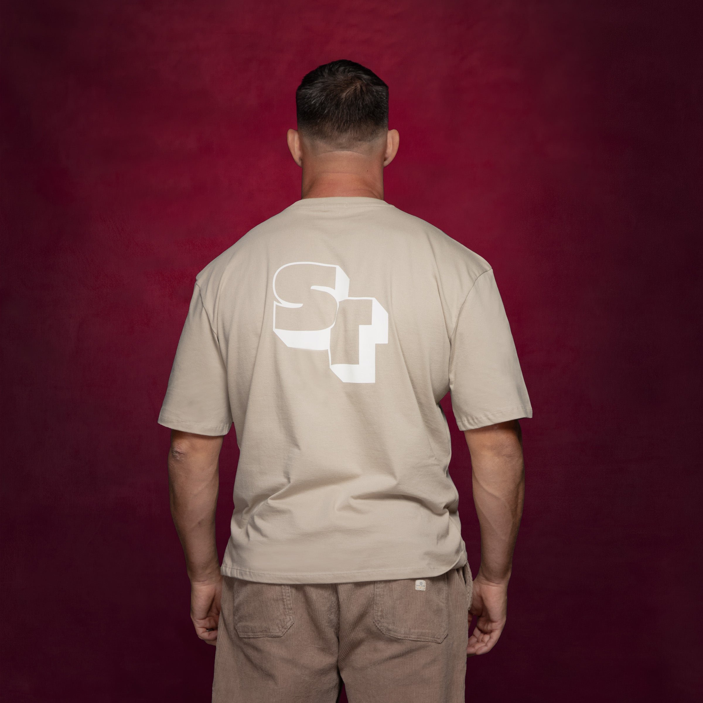 Printed cotton short-sleeved T-shirt SERGE BLANCO Beige