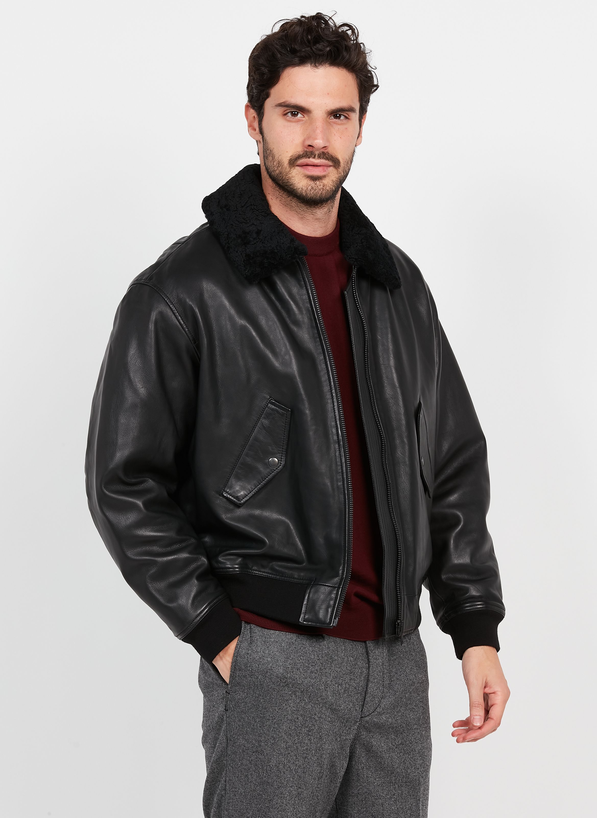 Blouson en cuir online homme aviateur