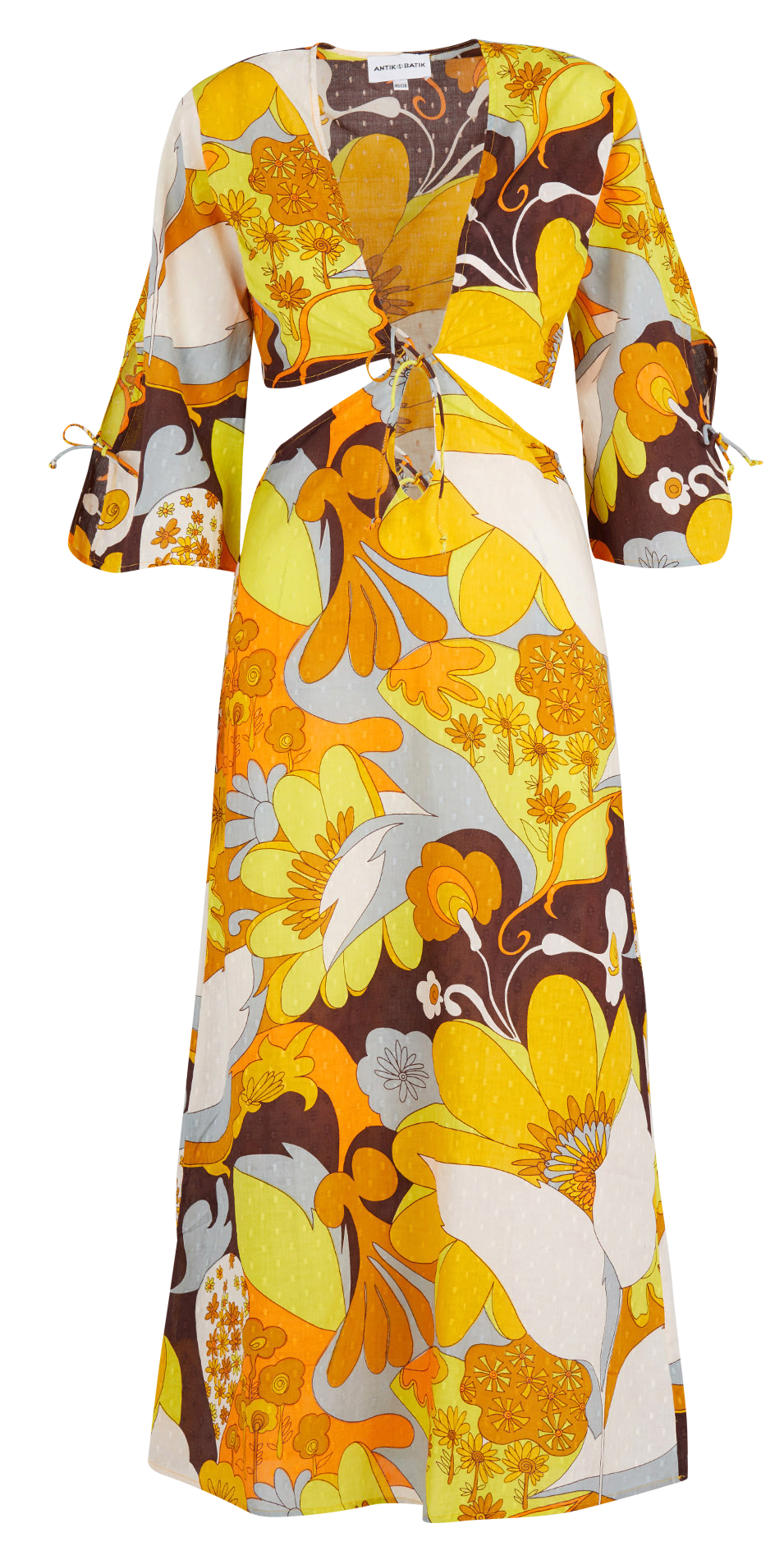 Langes Baumwollkleid mit Print ANTIK BATIK Gelb