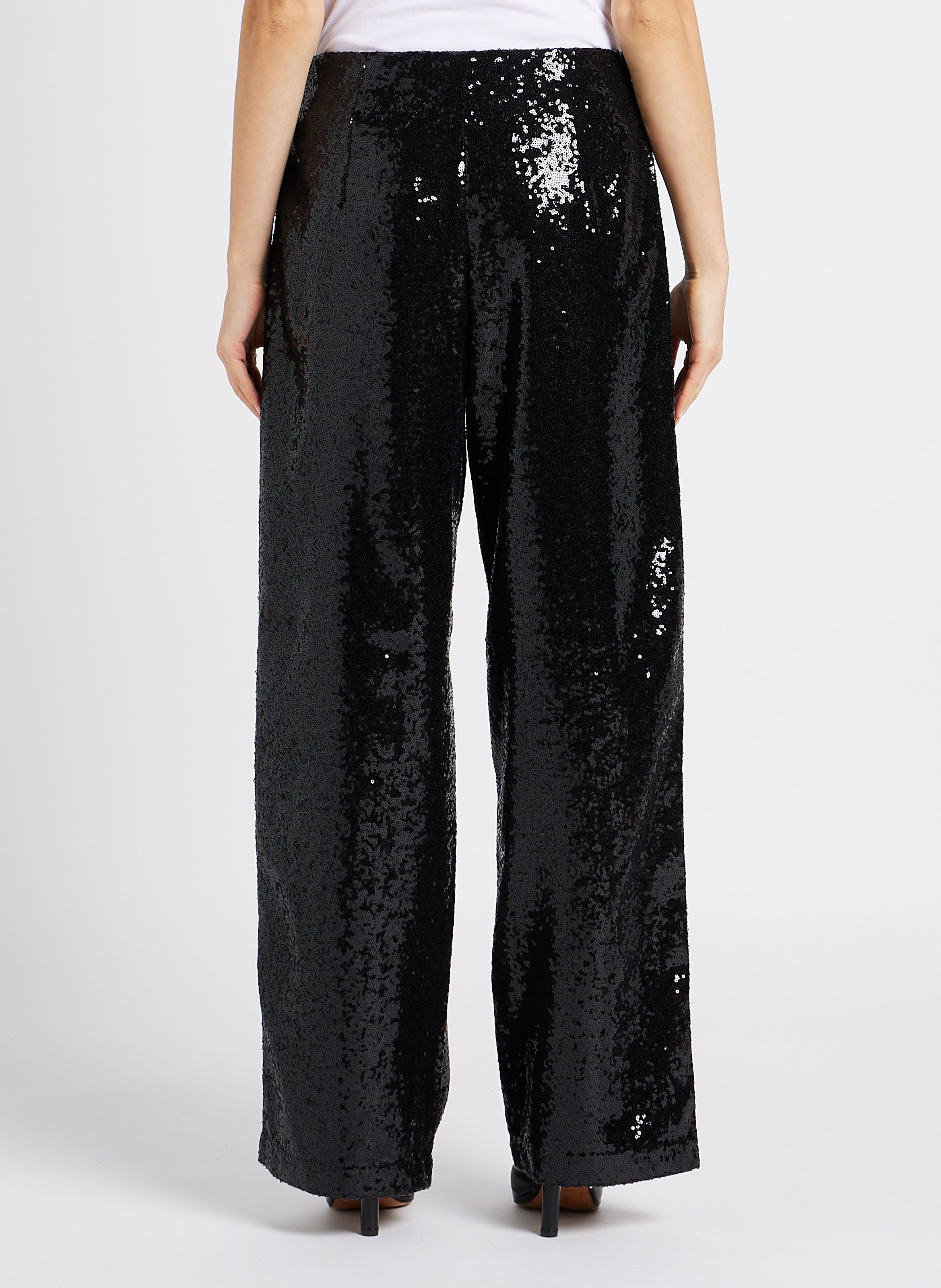 Wijde broek met lovertjes VILA Zwart