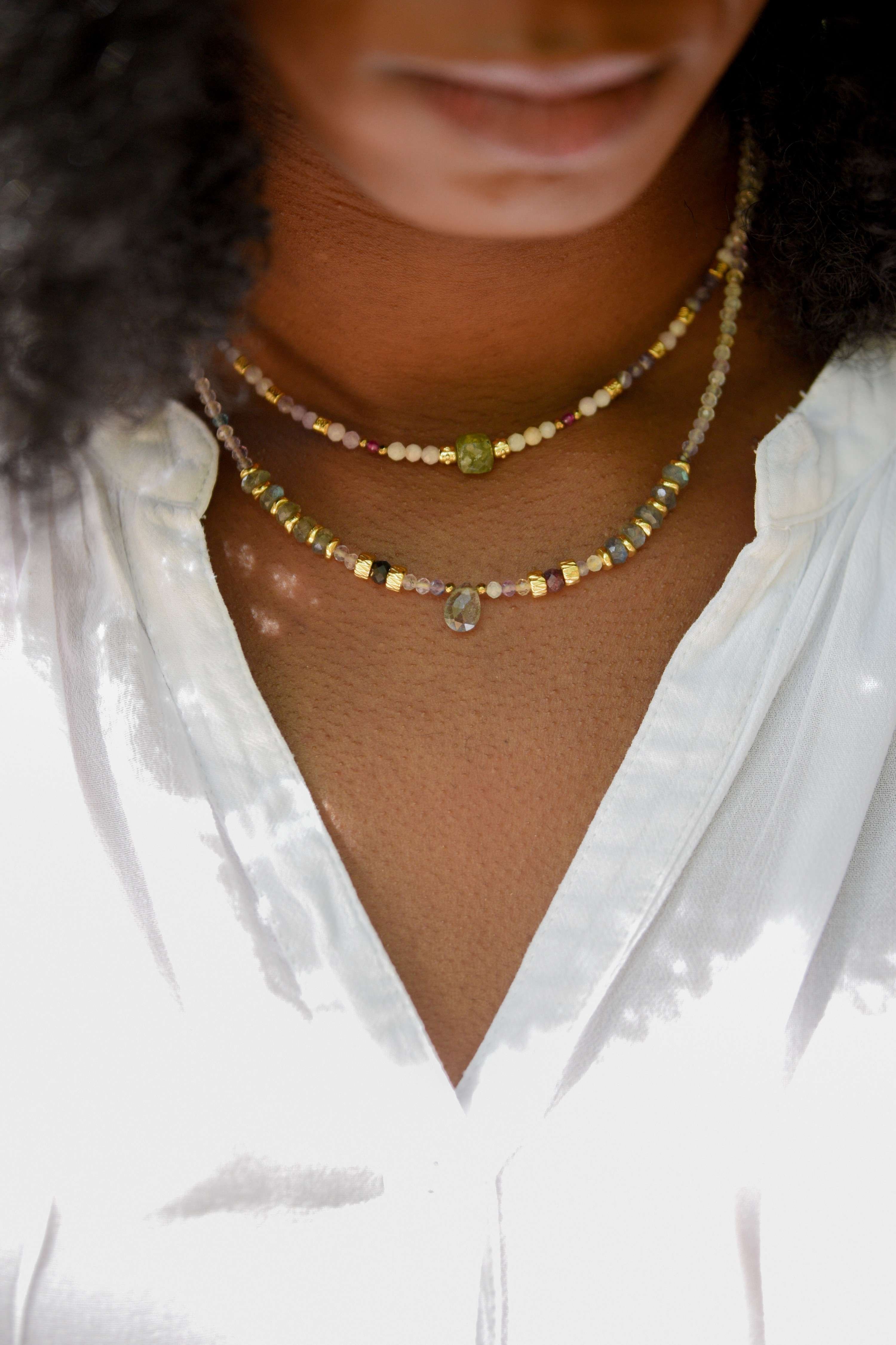 Labradorite and fluorite necklace GINANDGER Multicolored