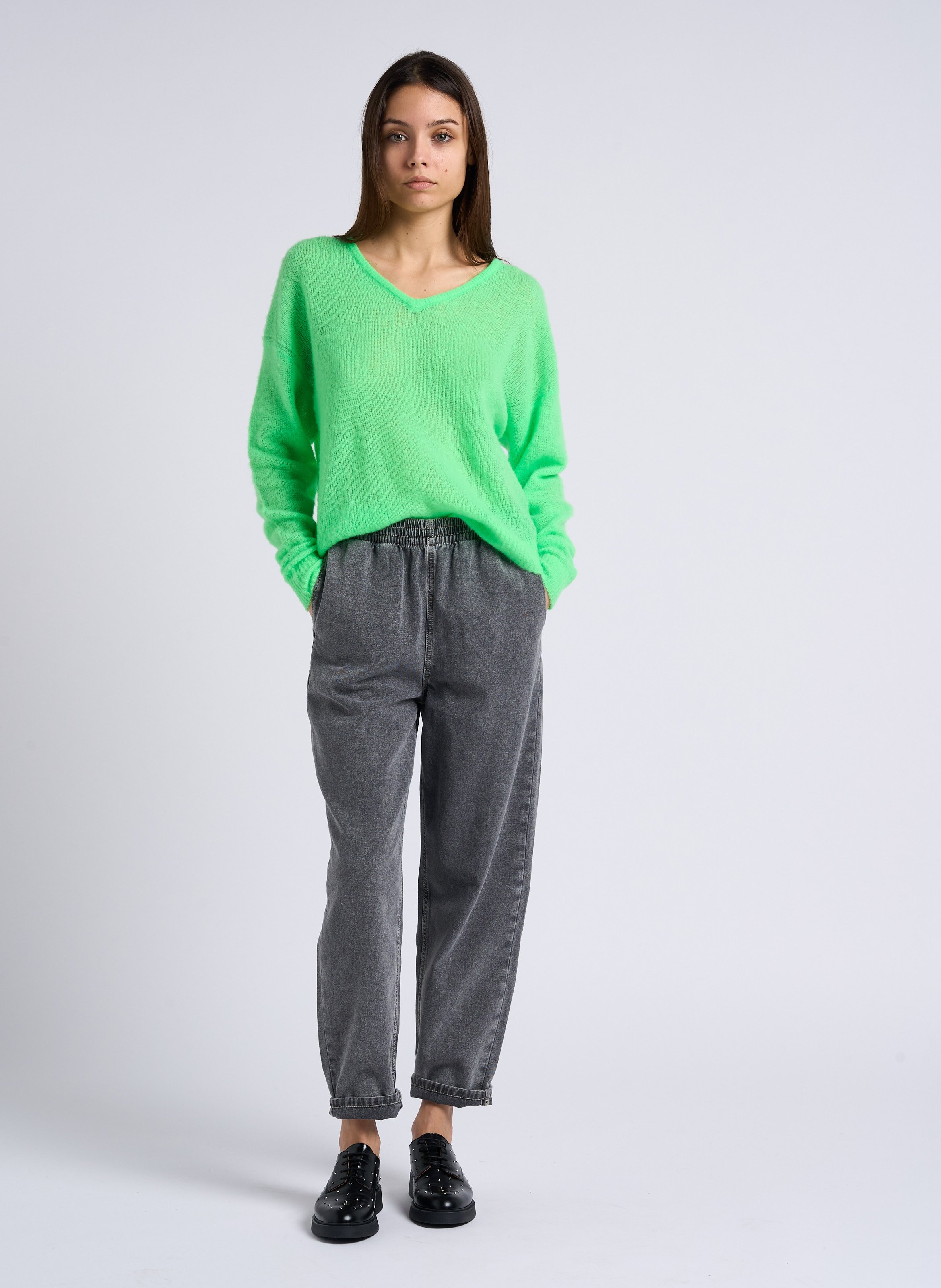 Straight Cut High Waist Jeans aus Baumwolle AMERICAN VINTAGE Grau