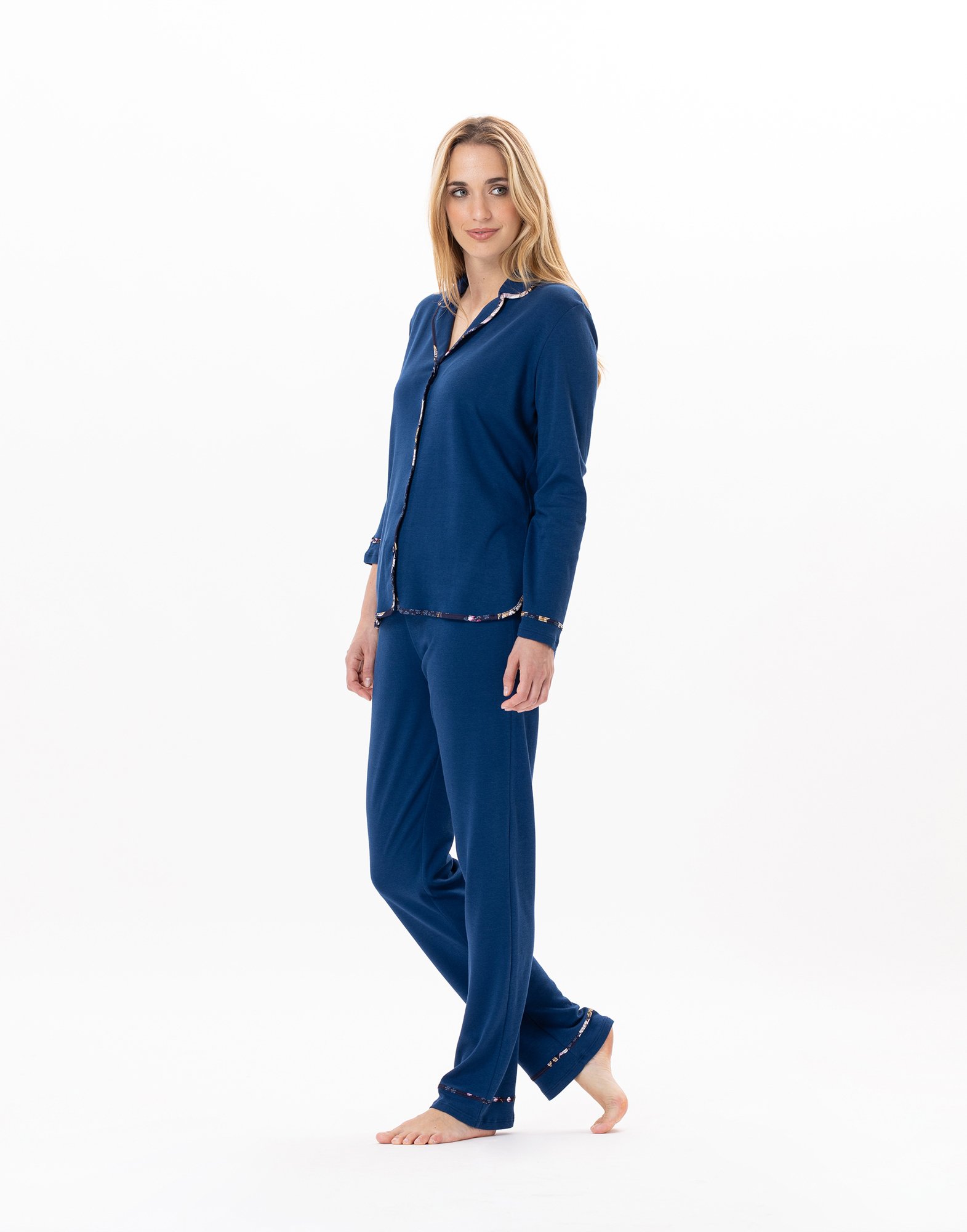 Buttoned cotton pajamas LE CHAT Blue