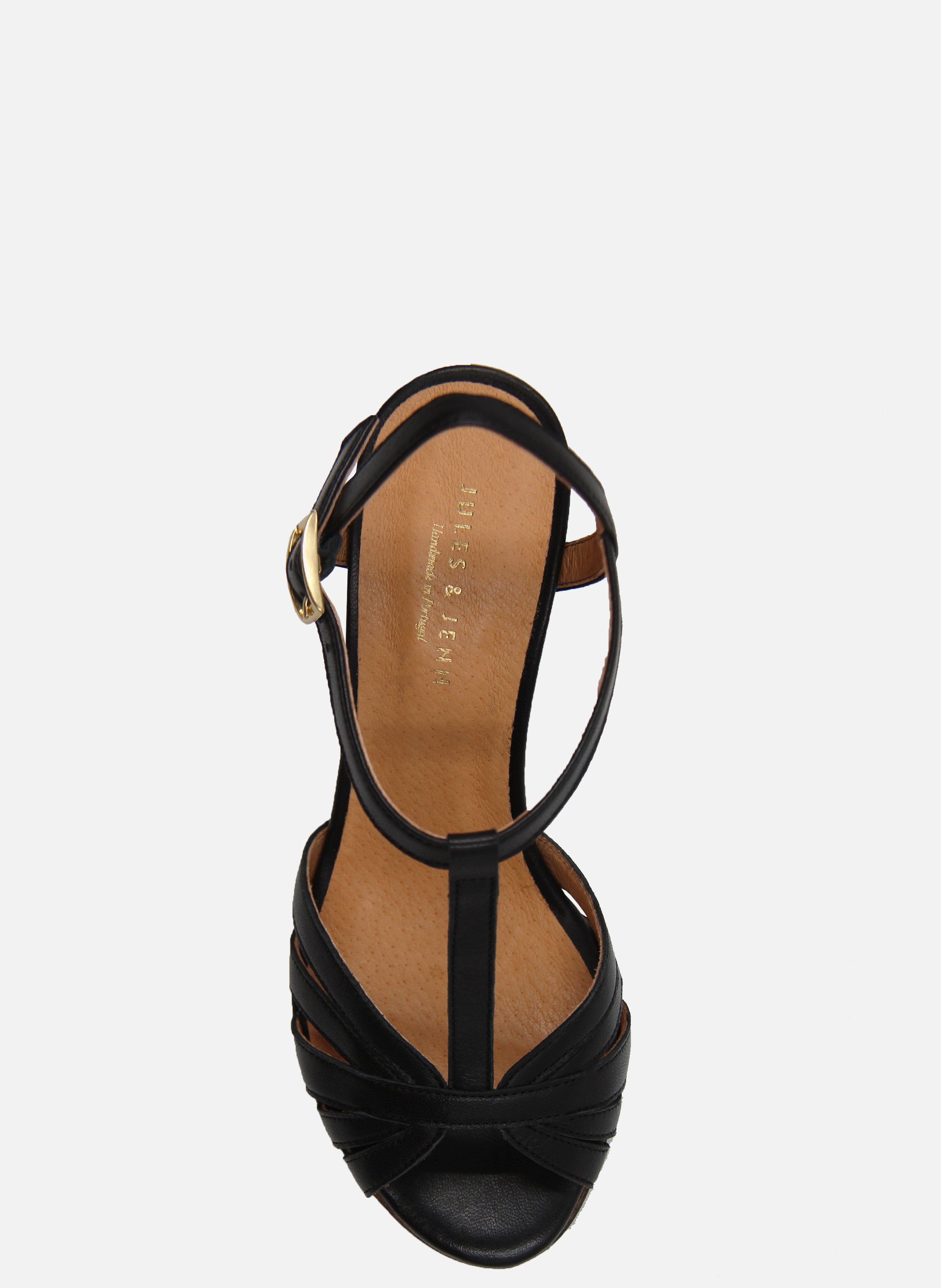 Leather strappy sandals with heels JULES & JENN Black