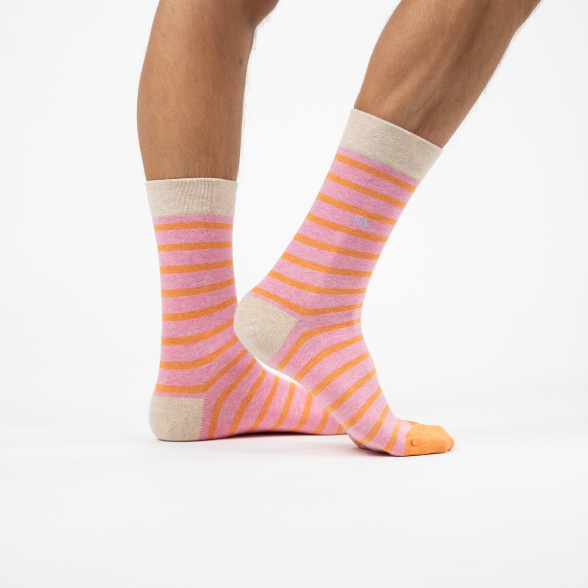 Combed cotton socks with wide stripes Pink