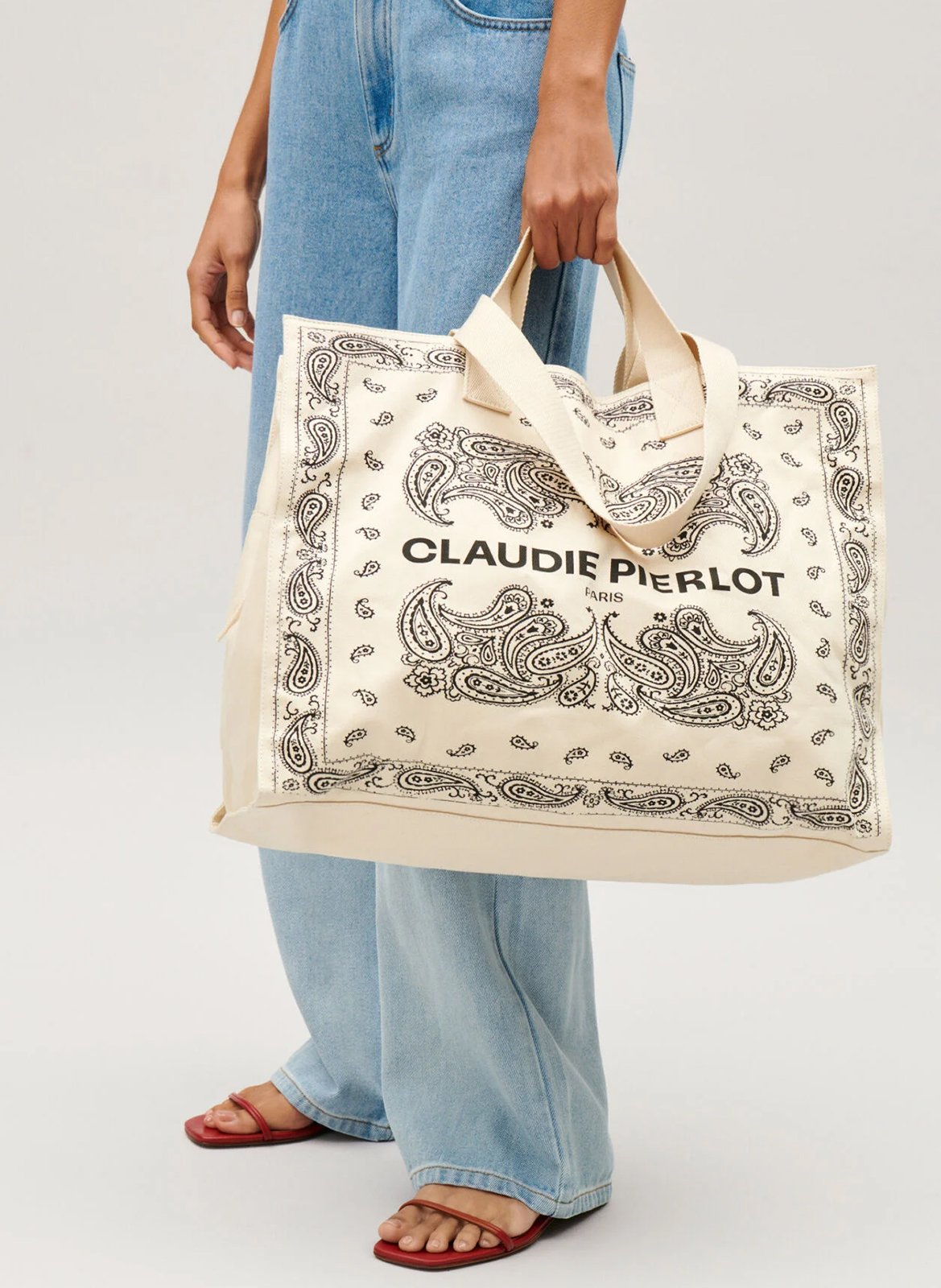 Cabas imprimé à logo en coton CLAUDIE PIERLOT Multicolore