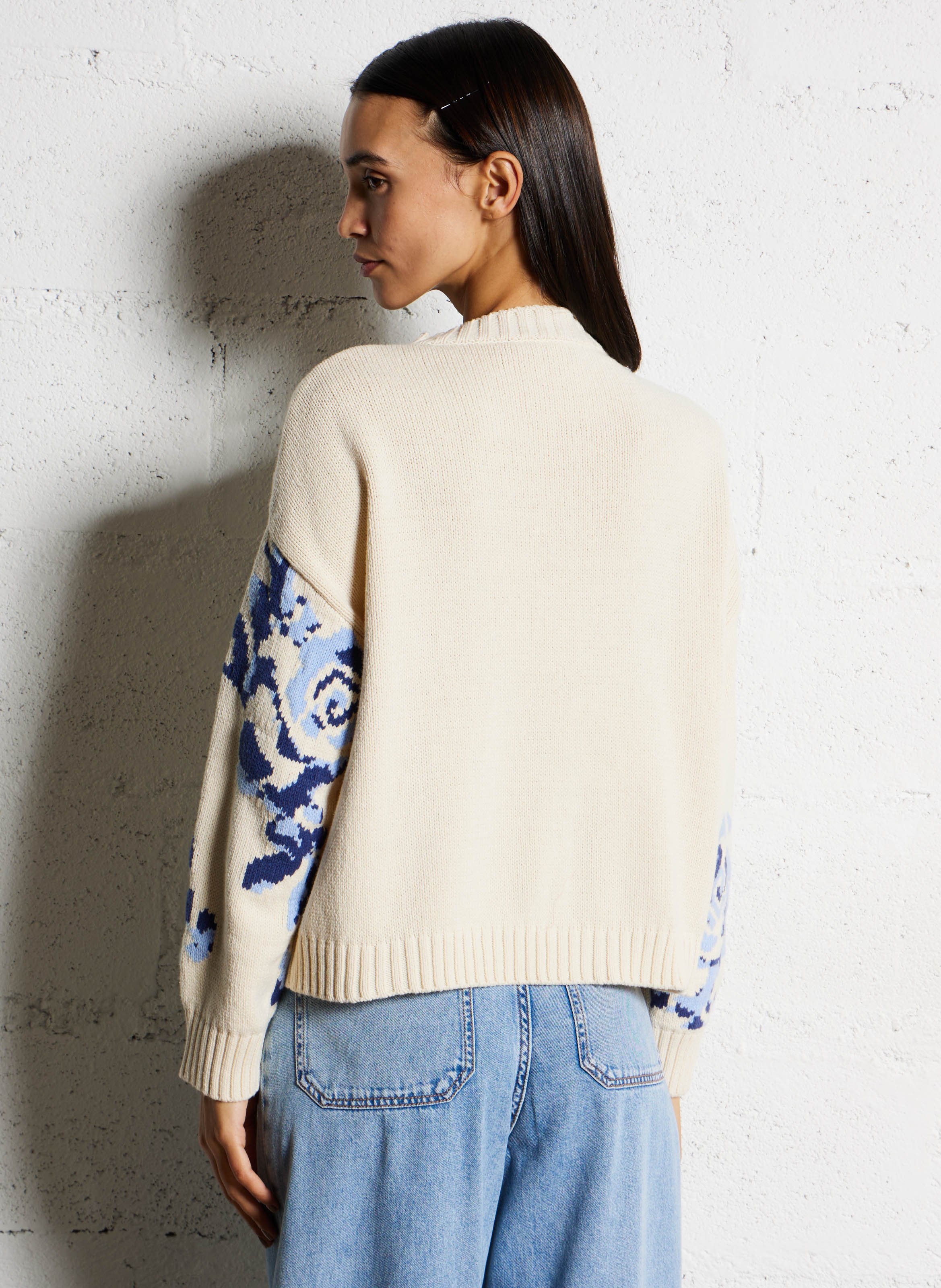 Pull droit imprimé en maille MAX MARA WEEK END Bleu