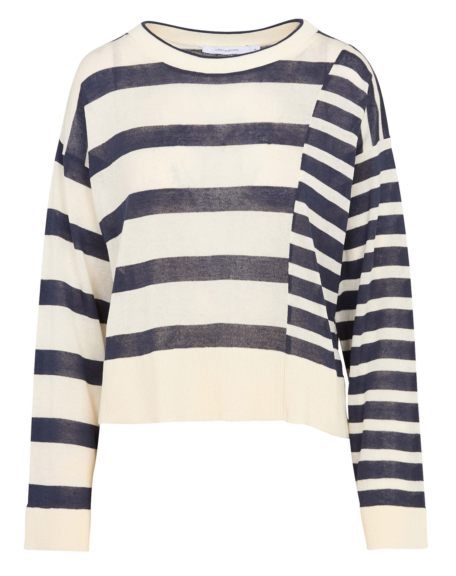 Pull droit col rond en coton mélangé LA FEE MARABOUTEE Bleu