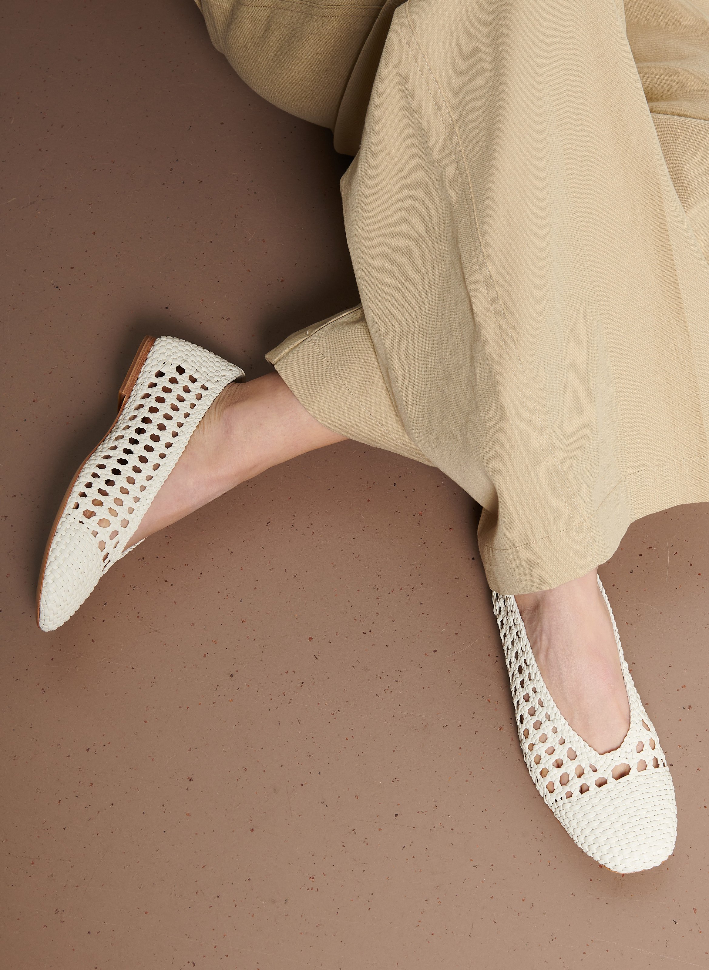 Ballerines effet cuir tressées MI/MAI Blanc