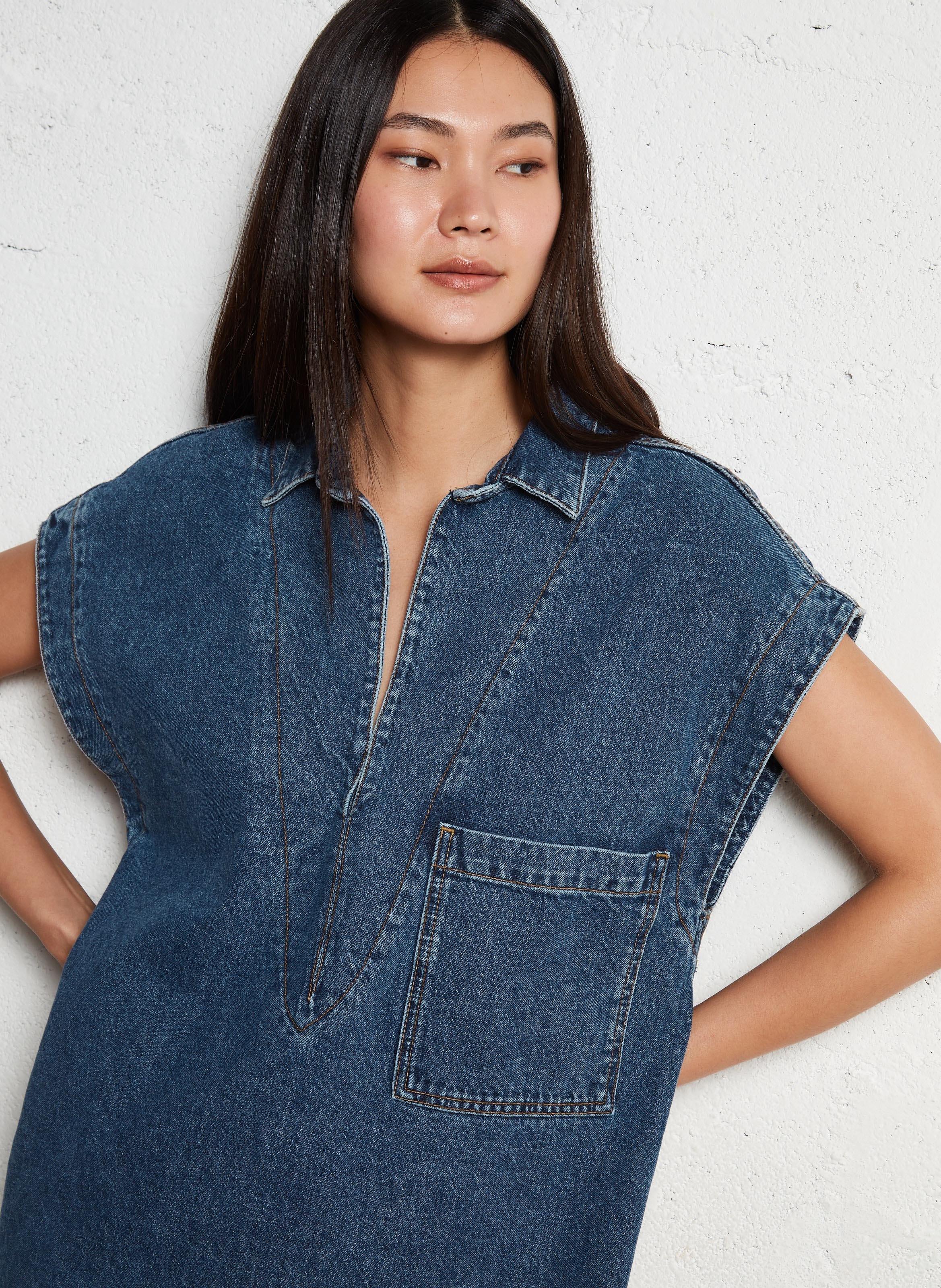Jeans met V-hals in denim BELLEPIECE Blauw
