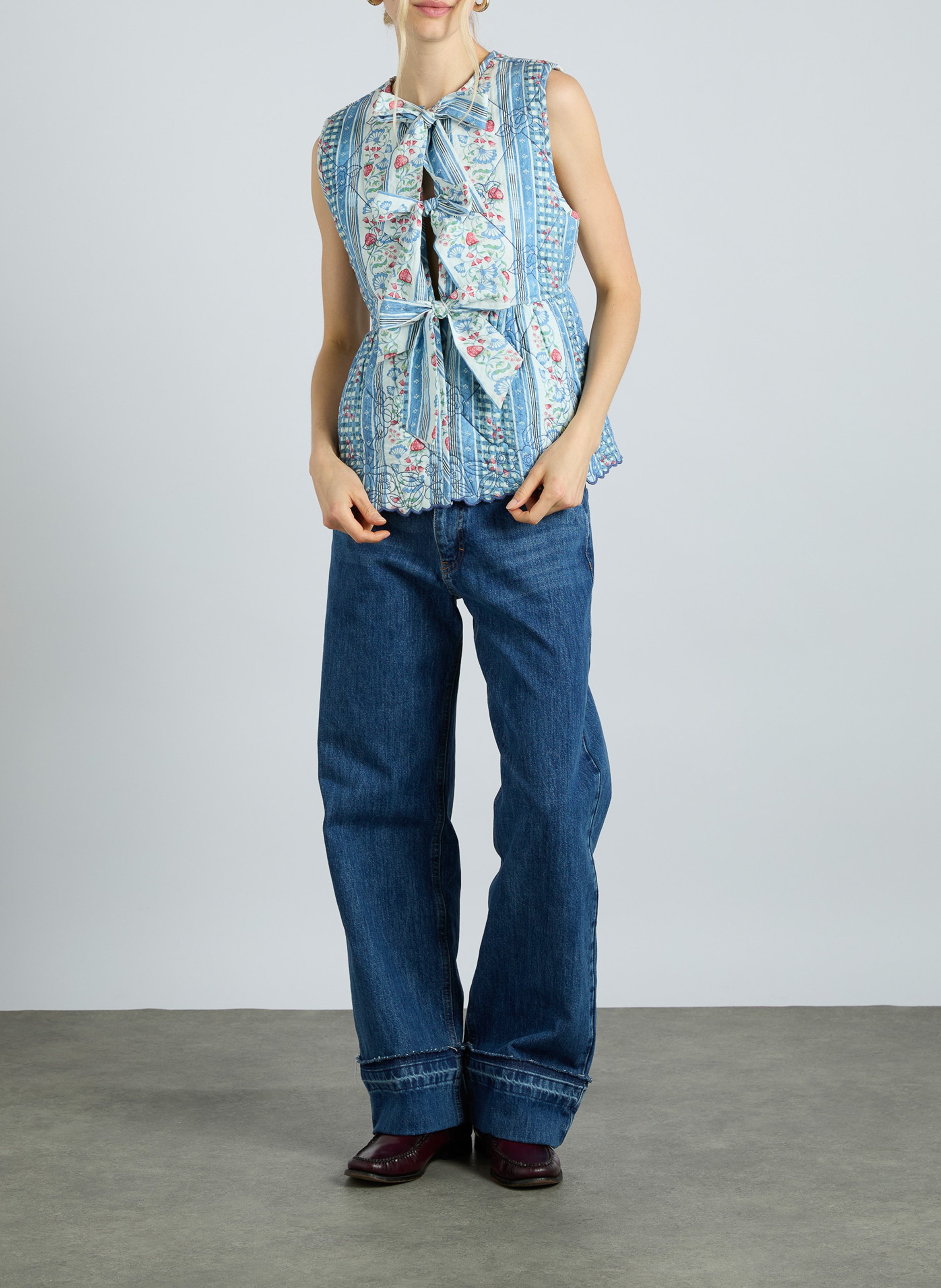 Gilet imprimé sans manches à nœuds DAMSON MADDER Bleu