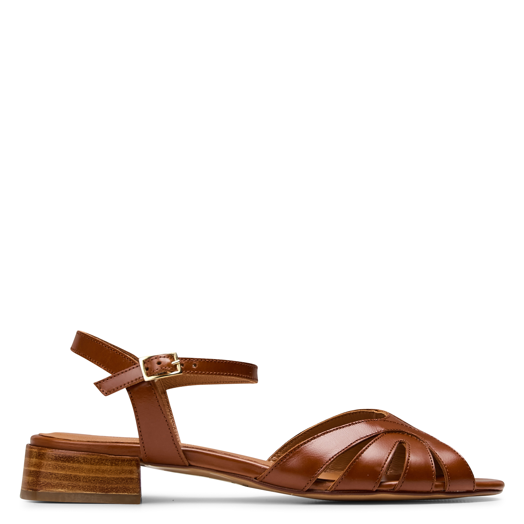 Flache Ledersandalen mit Riemchen MELLOW YELLOW Braun