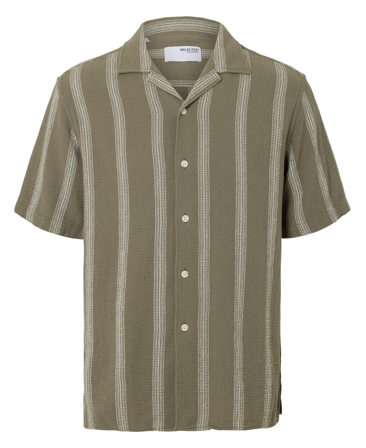 Chemise droite en coton bio rayé Gris