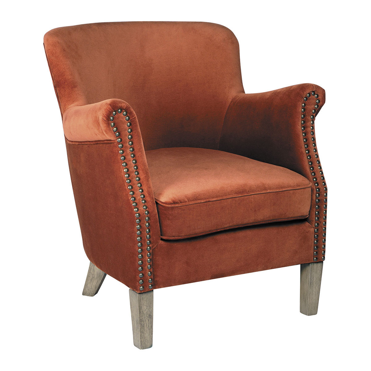 Fauteuil en velour BLANC D'IVOIRE Orange