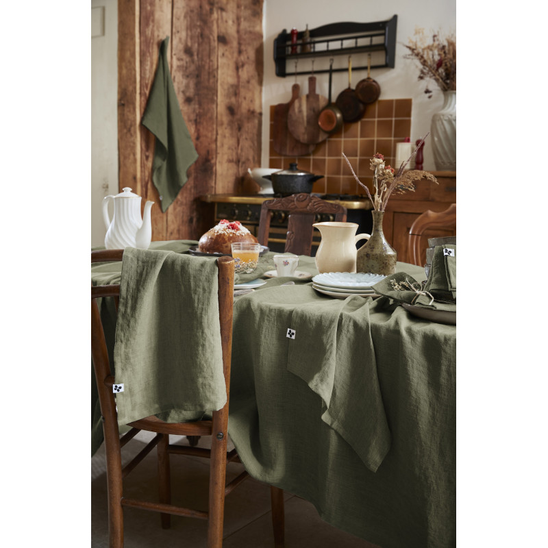 Cotton gauze tablecloth L'EFFET PAPILLON Green