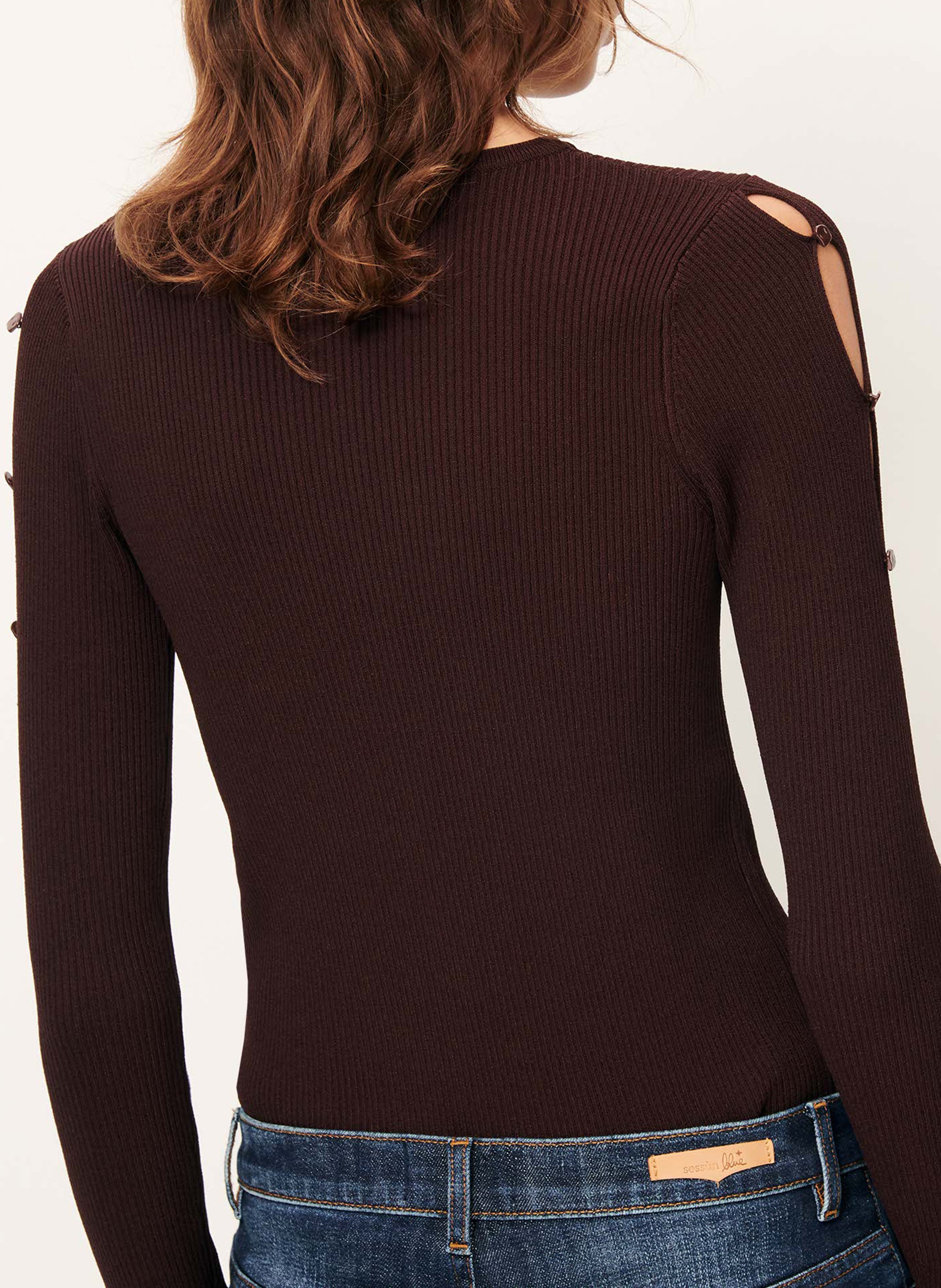 Pull ajusté en maille SESSUN Marron