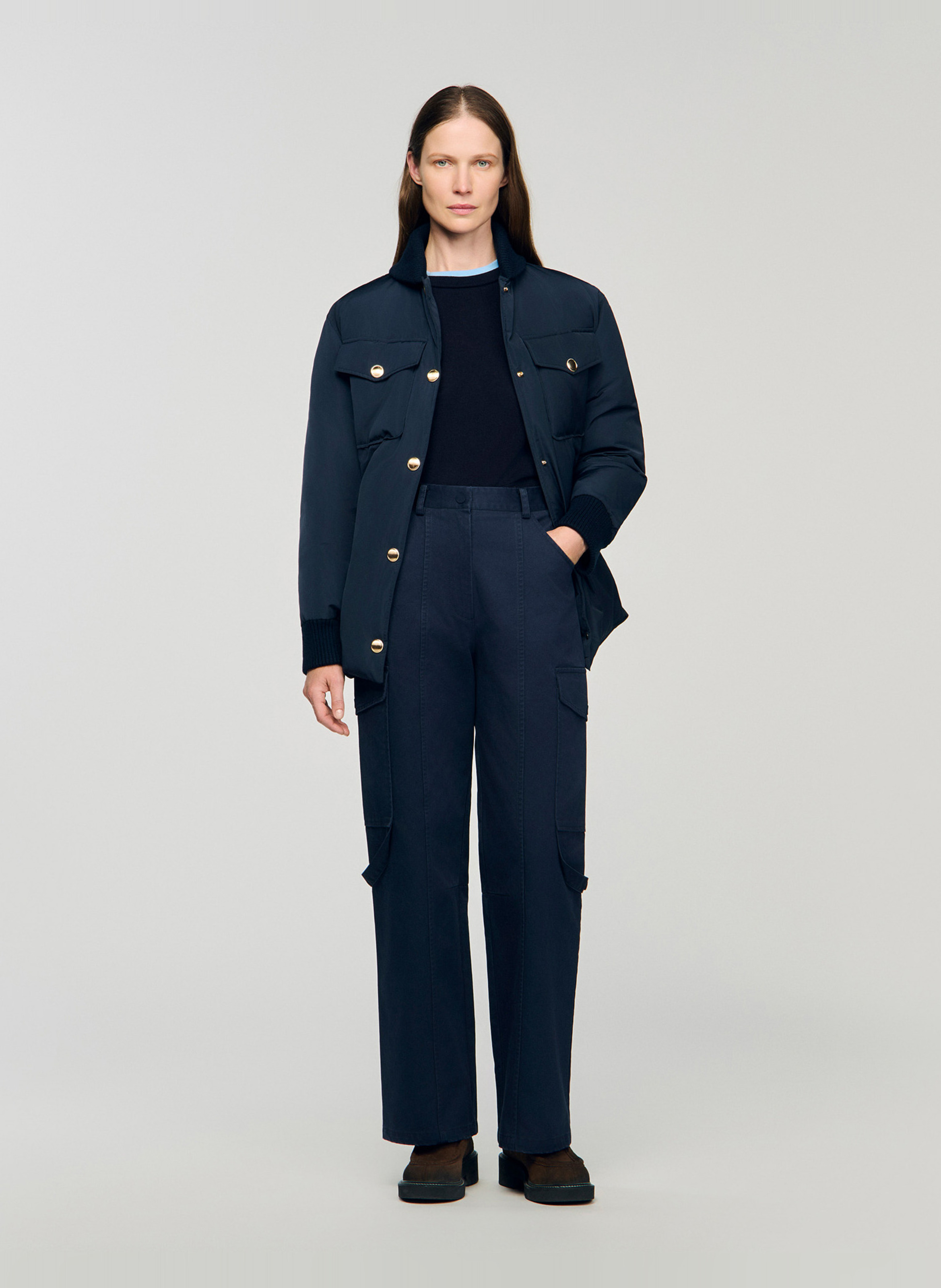 Cotton cargo pants SANDRO Blue