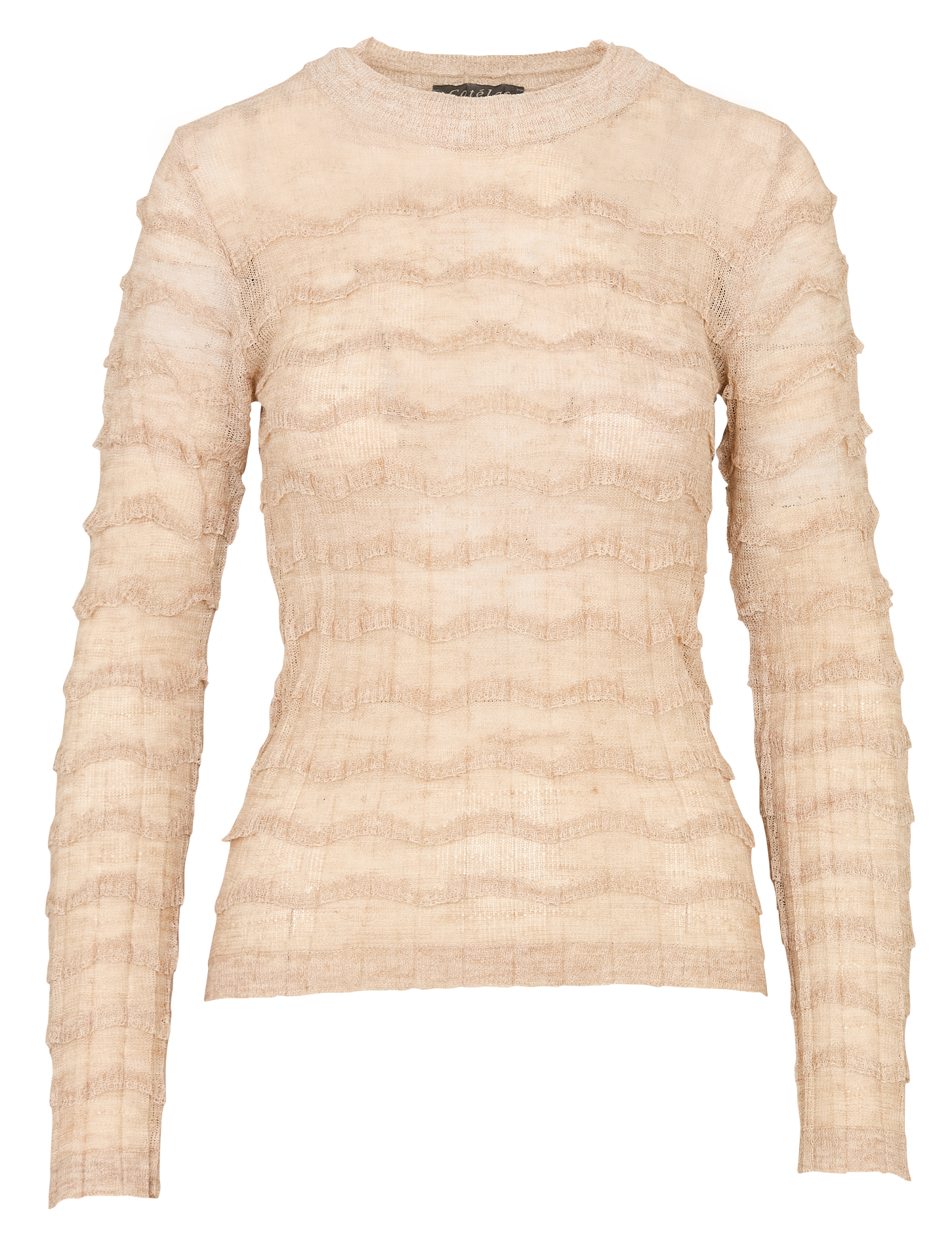 Pull col rond volanté en maille fine COTELAC Blanc