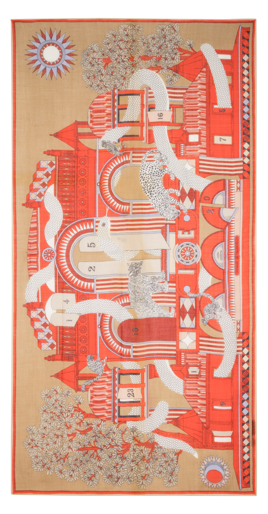 Rechteckiger bedruckter Wollschal INOUI EDITIONS Rot