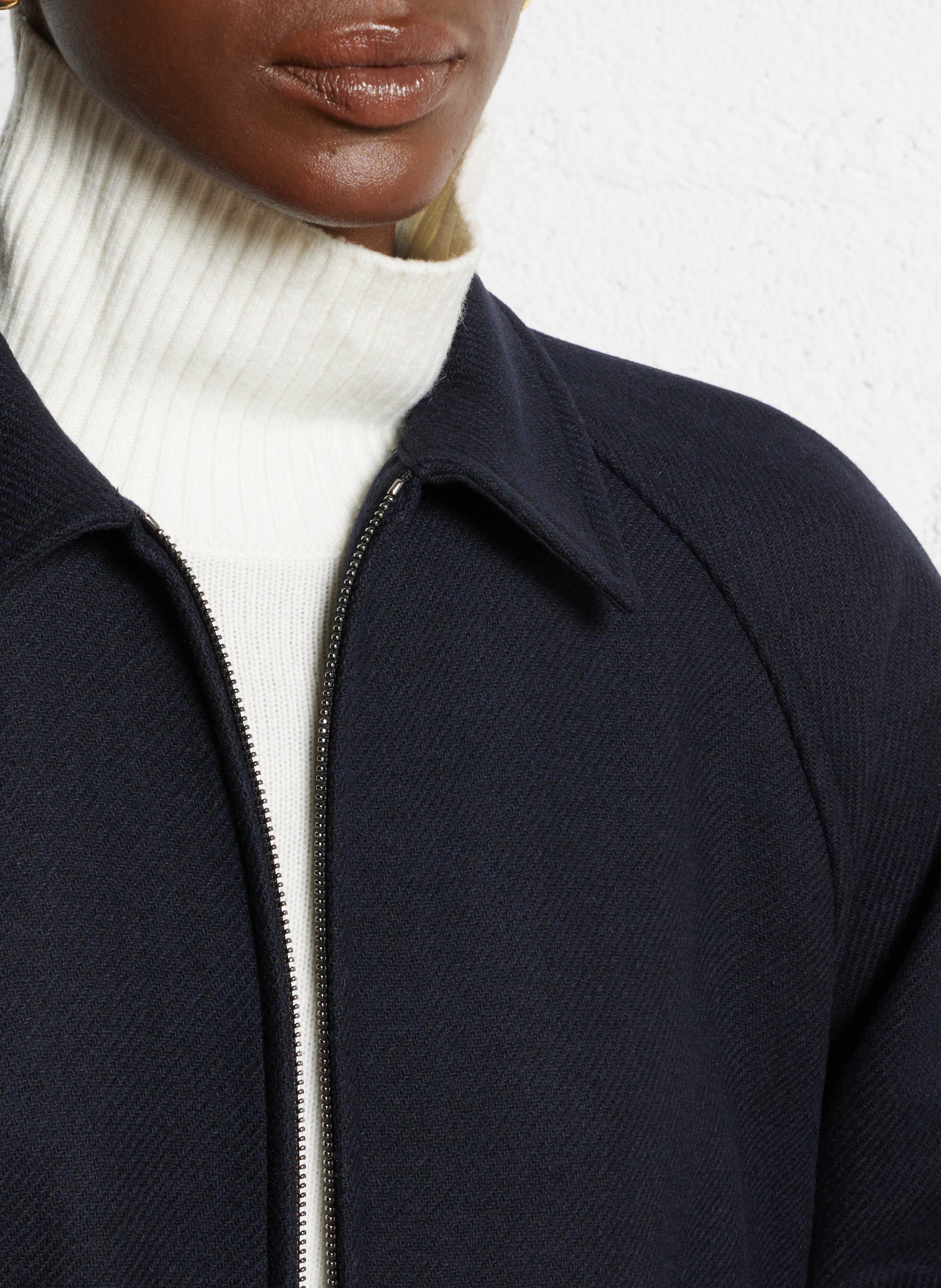 Veste zippée en laine mélangée POMANDERE Bleu