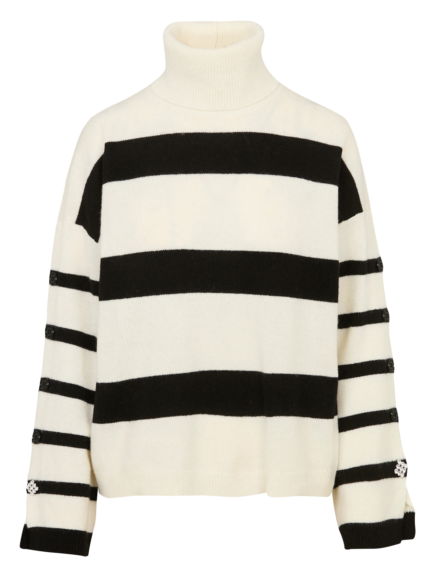 Pull col roulé rayé à boutons fantaisies LIU JO Multicolore