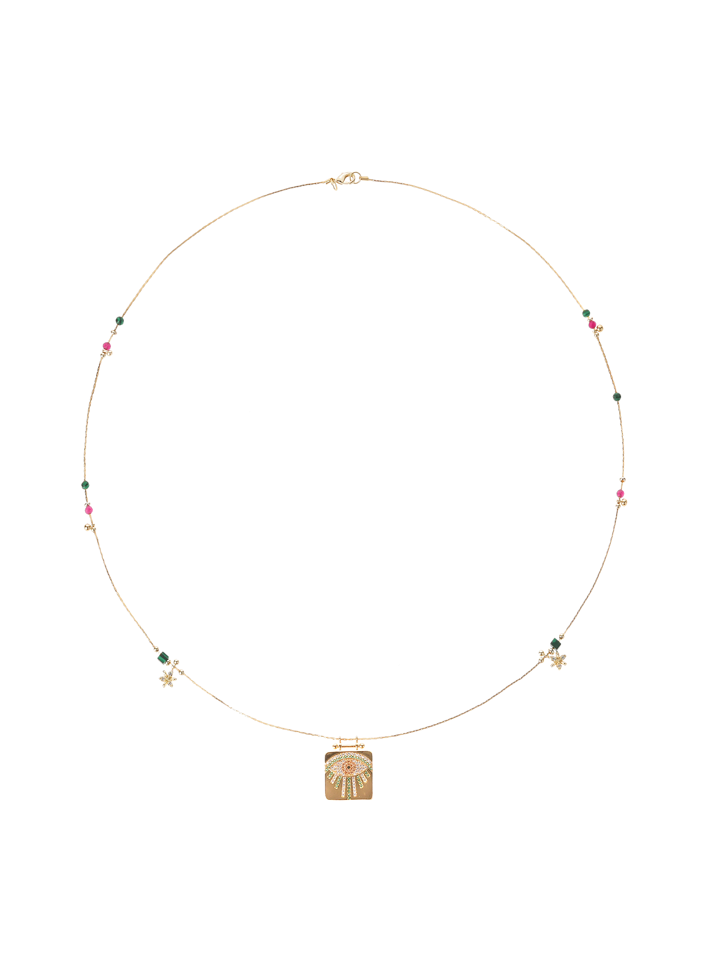 Chain necklace with tassels and locket pendant HIPANEMA Green