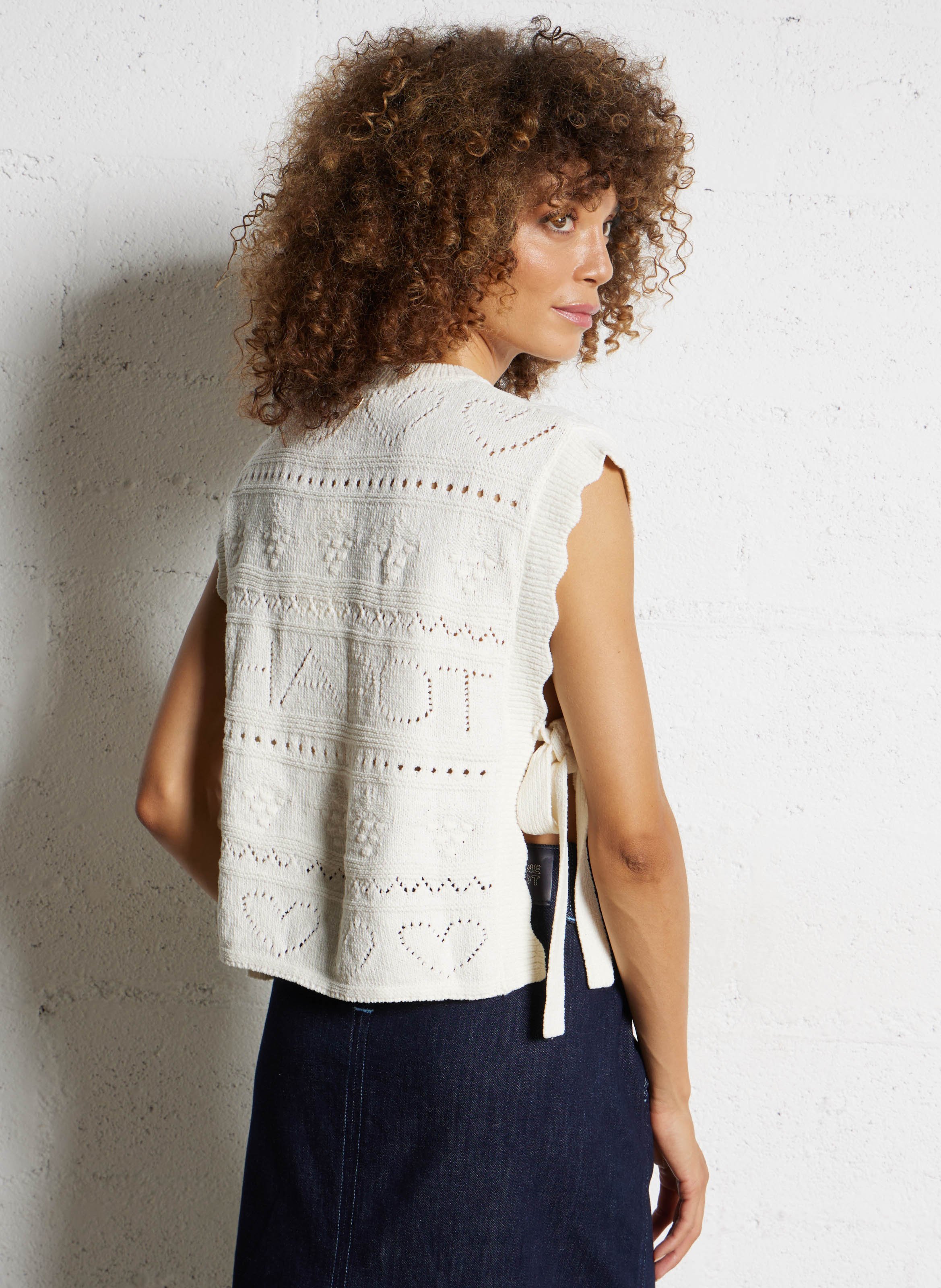 Gebreide trui met ronde hals - katoenblend FABIENNE CHAPOT Wit