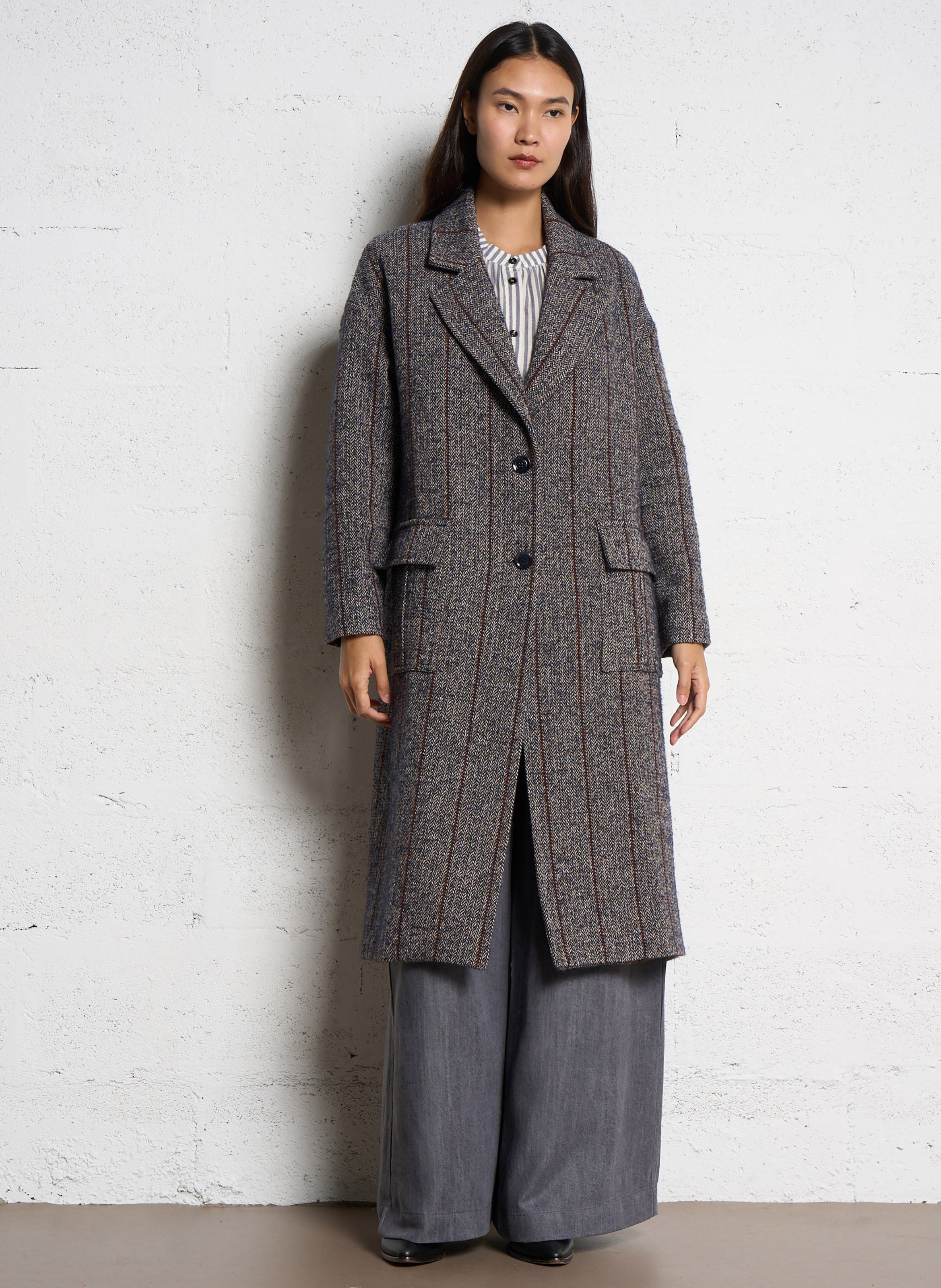 Manteau mi-long imprimé TINSELS Bleu