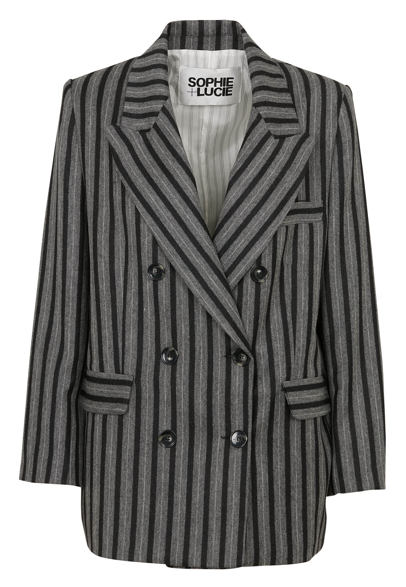 Fitted wool-blend suit collar jacket SOPHIE+LUCIE Grey