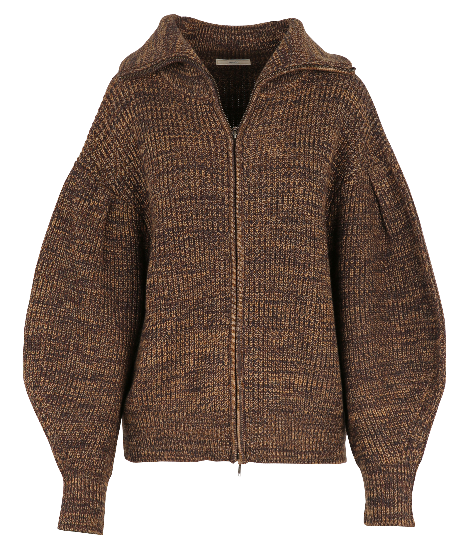 Gilet en maille droit col montant SESSUN Marron
