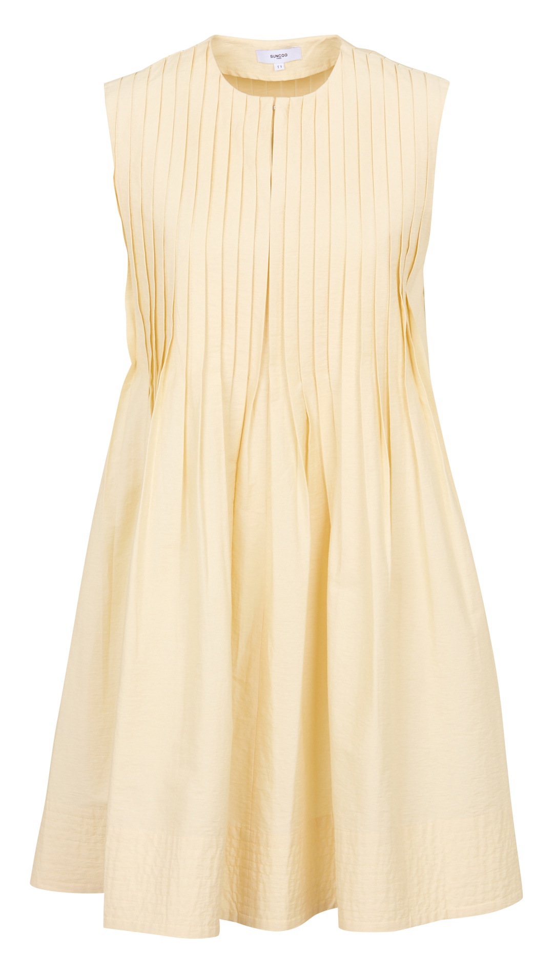 Robe courte col rond en coton mélangé SUNCOO Jaune