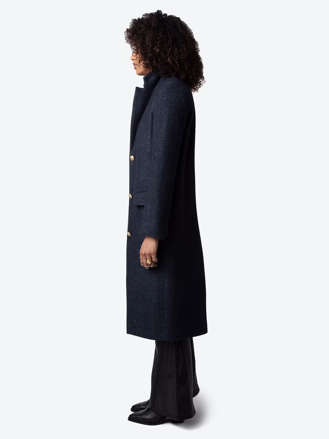 Manteau long droit en laine recyclée ZADIG&VOLTAIRE Bleu