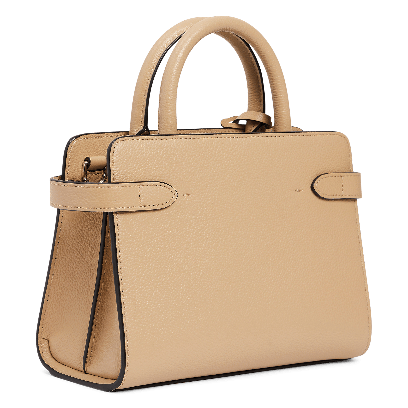Bowlingtasche aus genarbtem Leder mit Reißverschluss Beige