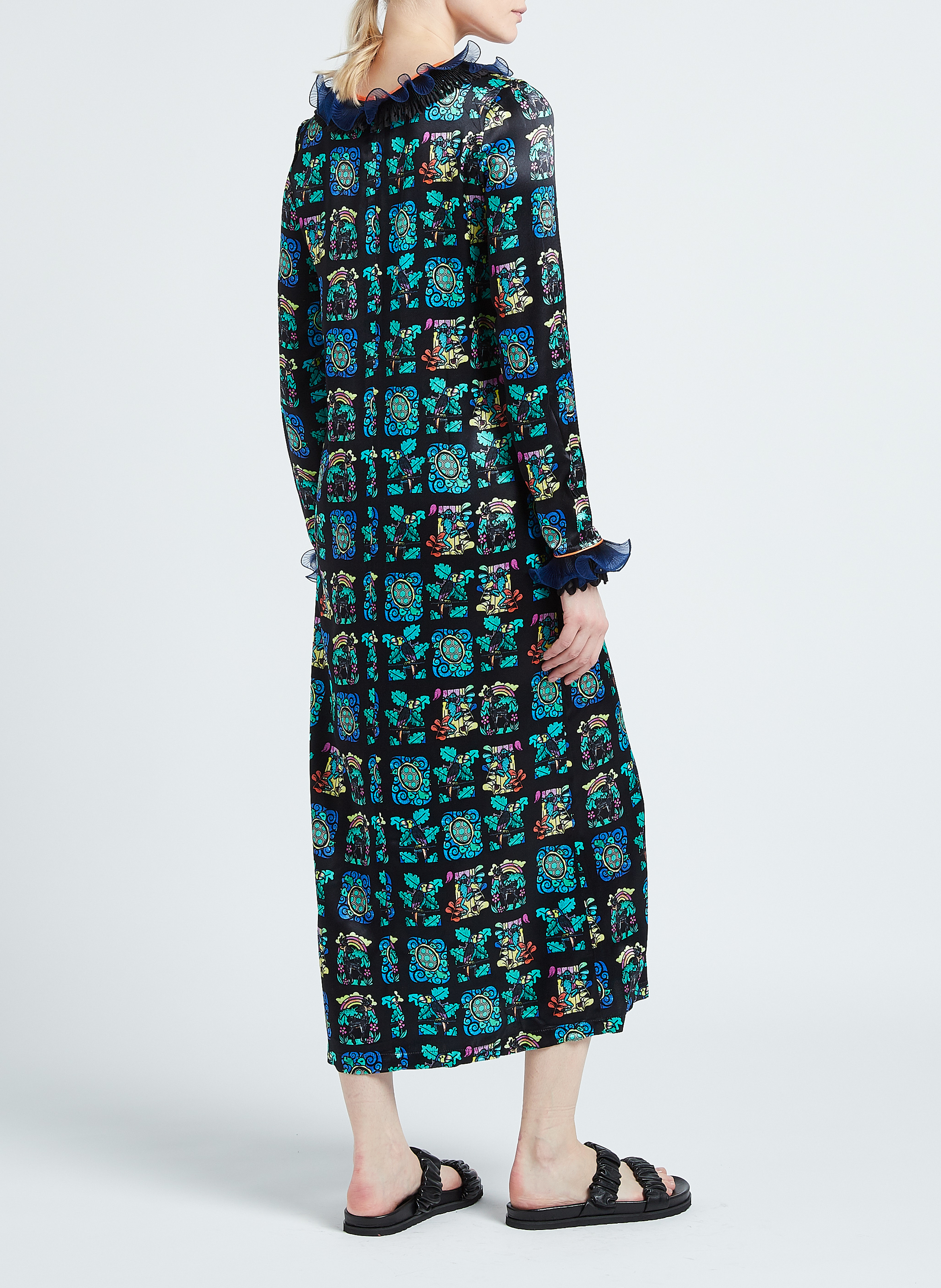 Lange, rechte jurk met print en volants HEIMSTONE Veelkleurig