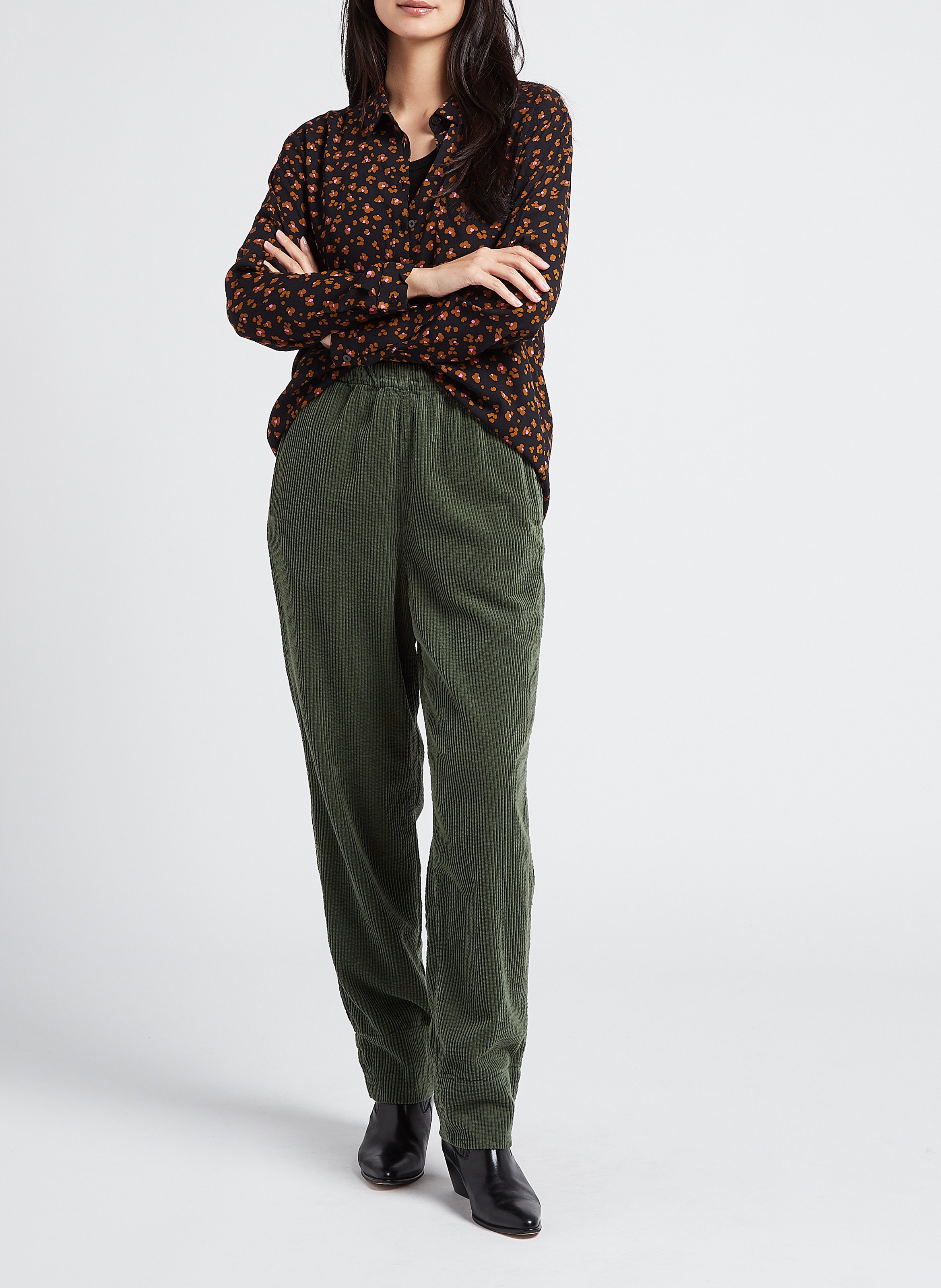 Pantalon droit en velours côtelé ACQUAVERDE Vert