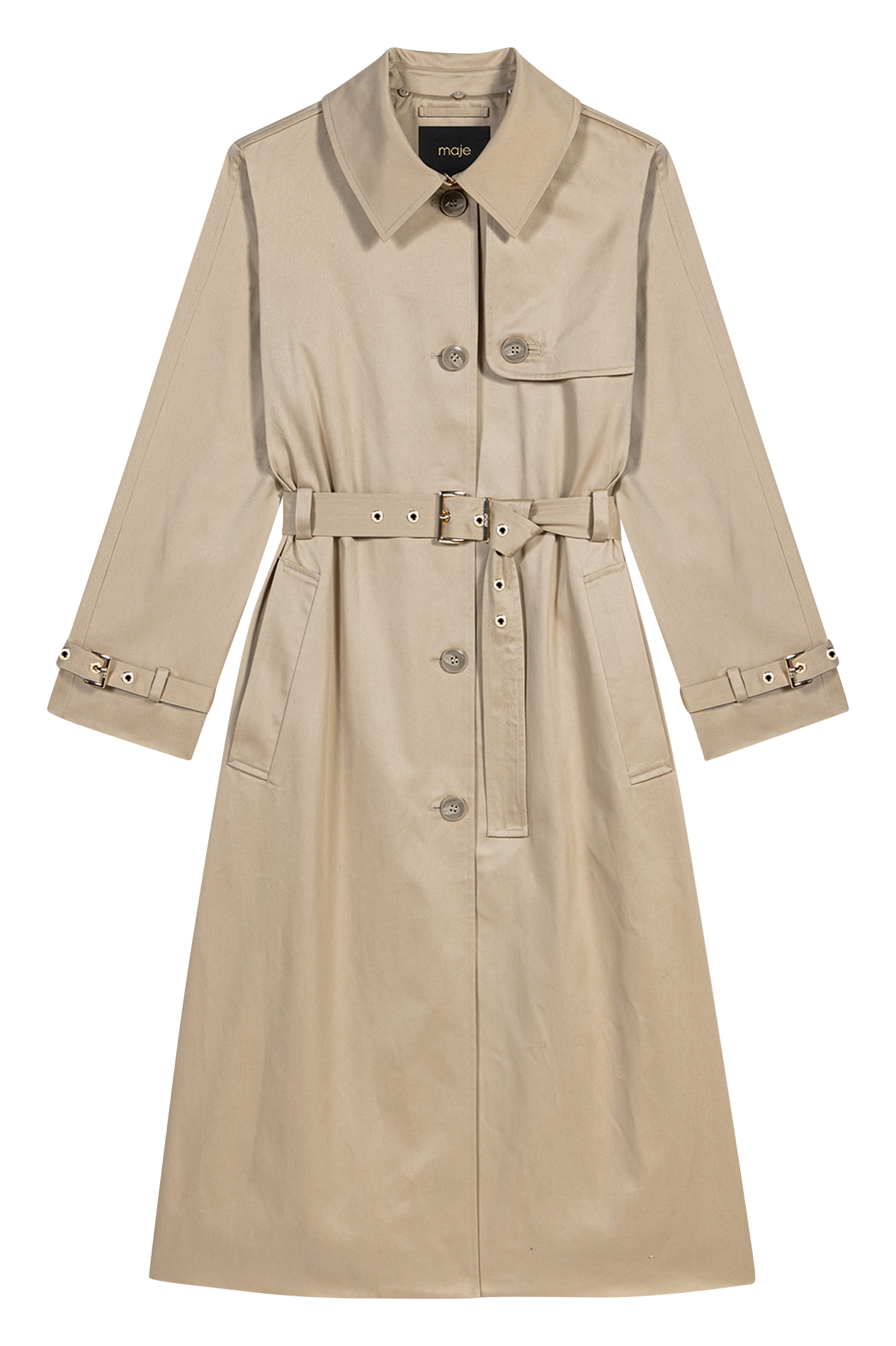 Effen trenchcoat MAJE Beige