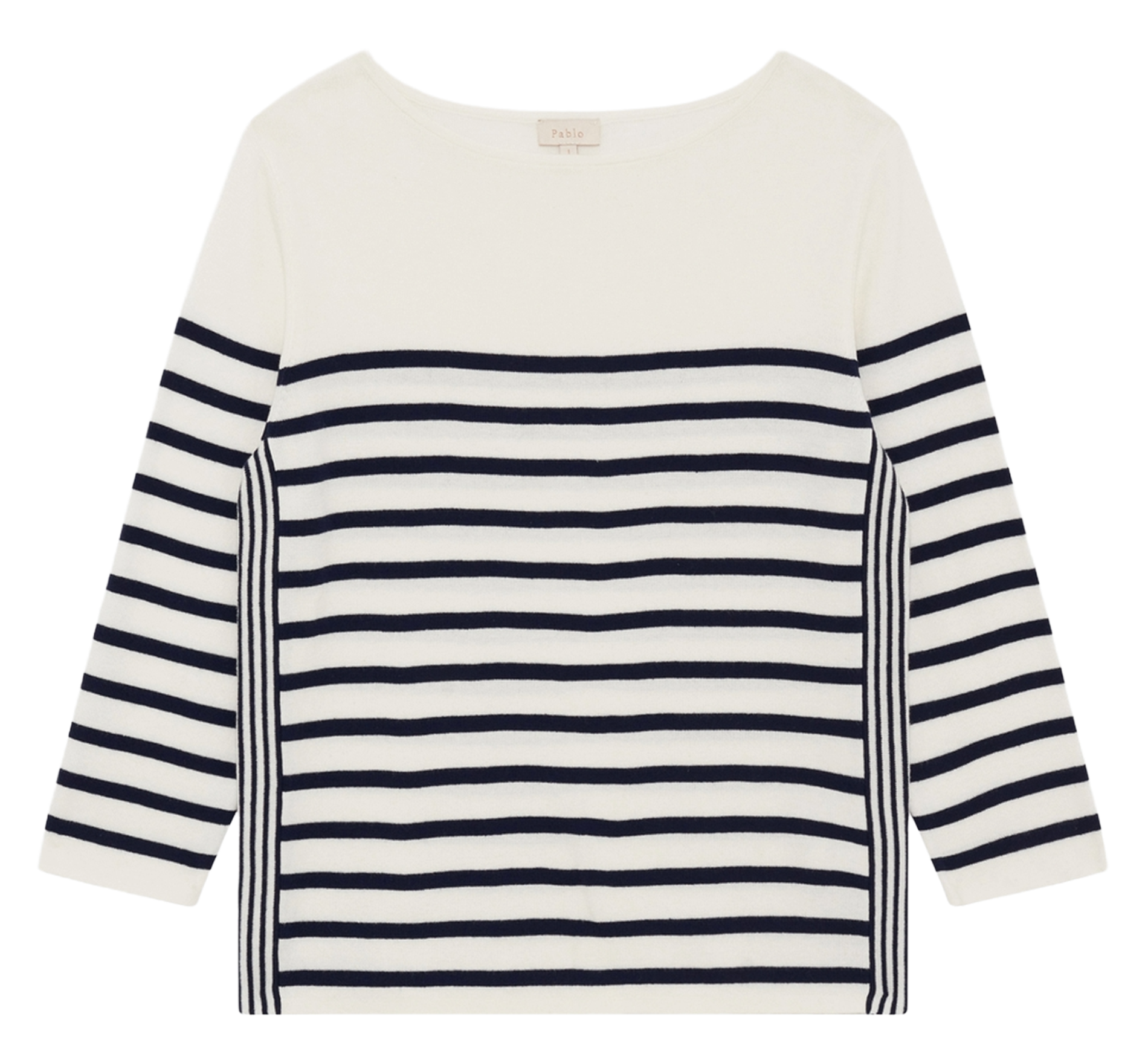 Pull marinière droit col rond  PABLO Beige