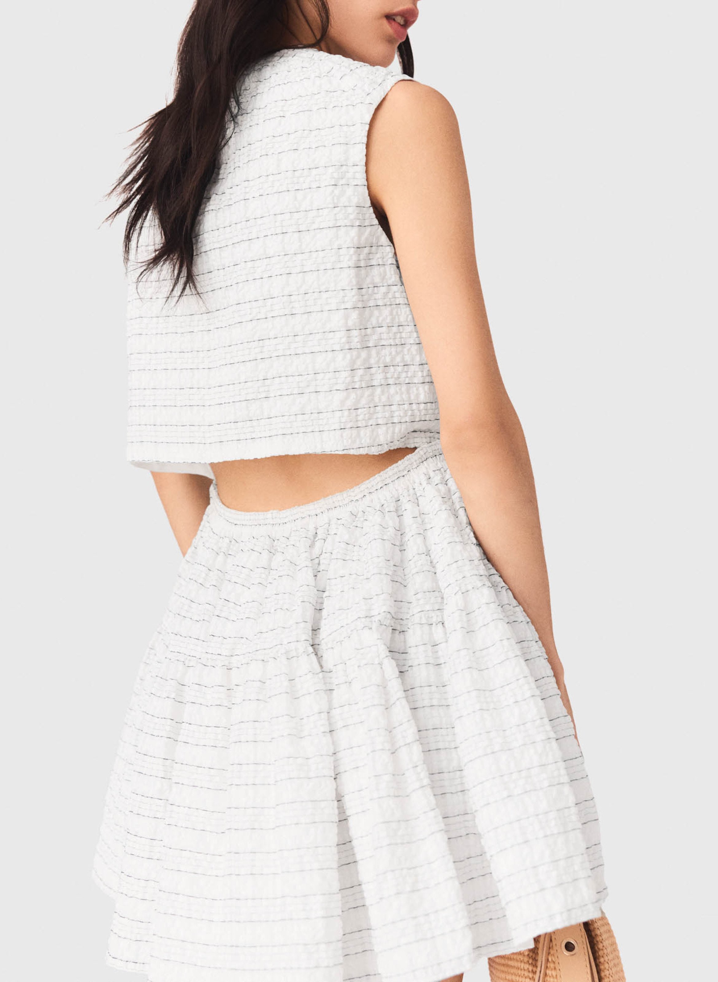 Robe courte cintrée col V MAJE Blanc