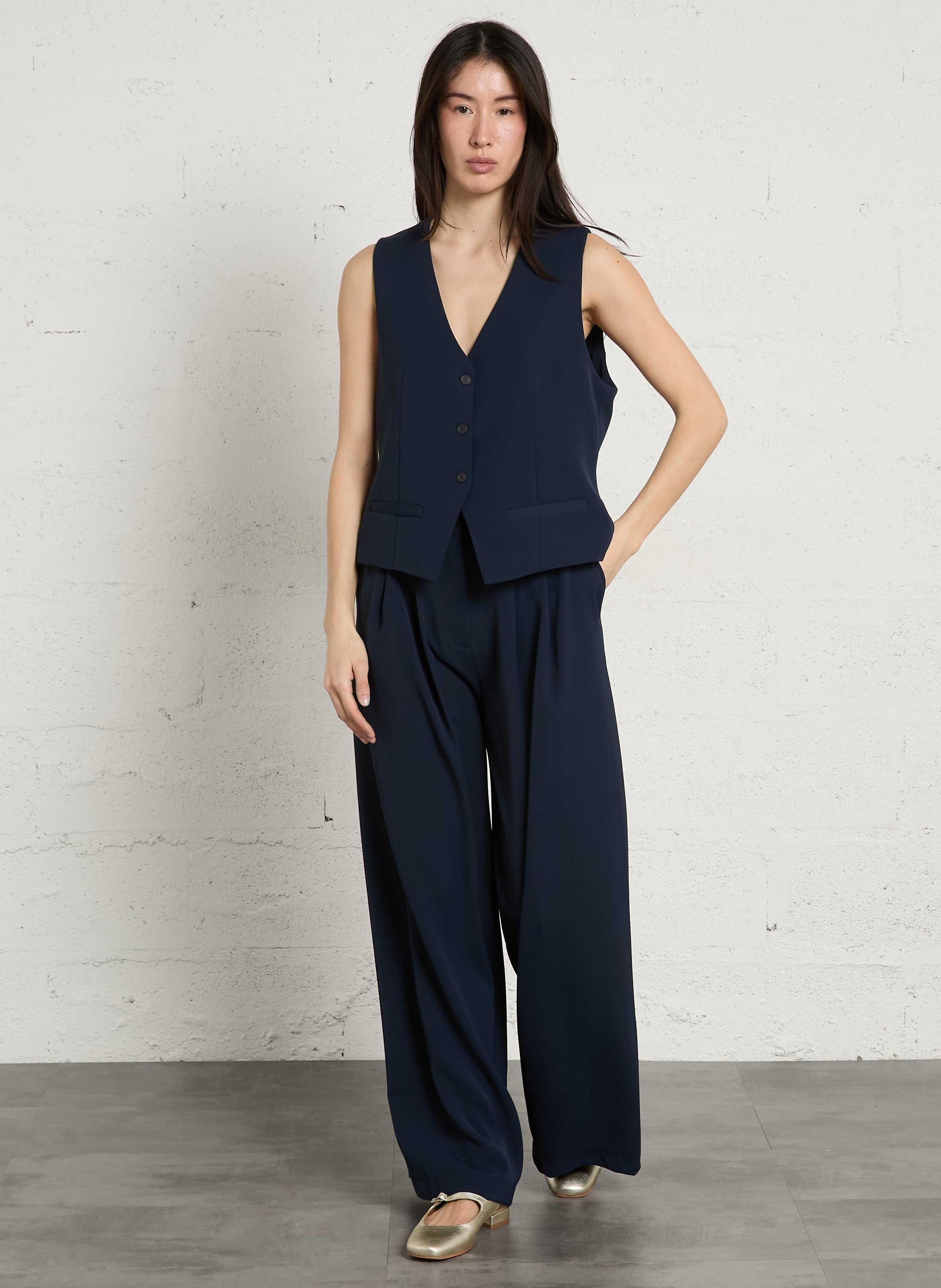 Pantalon large à pinces PLEASE Bleu