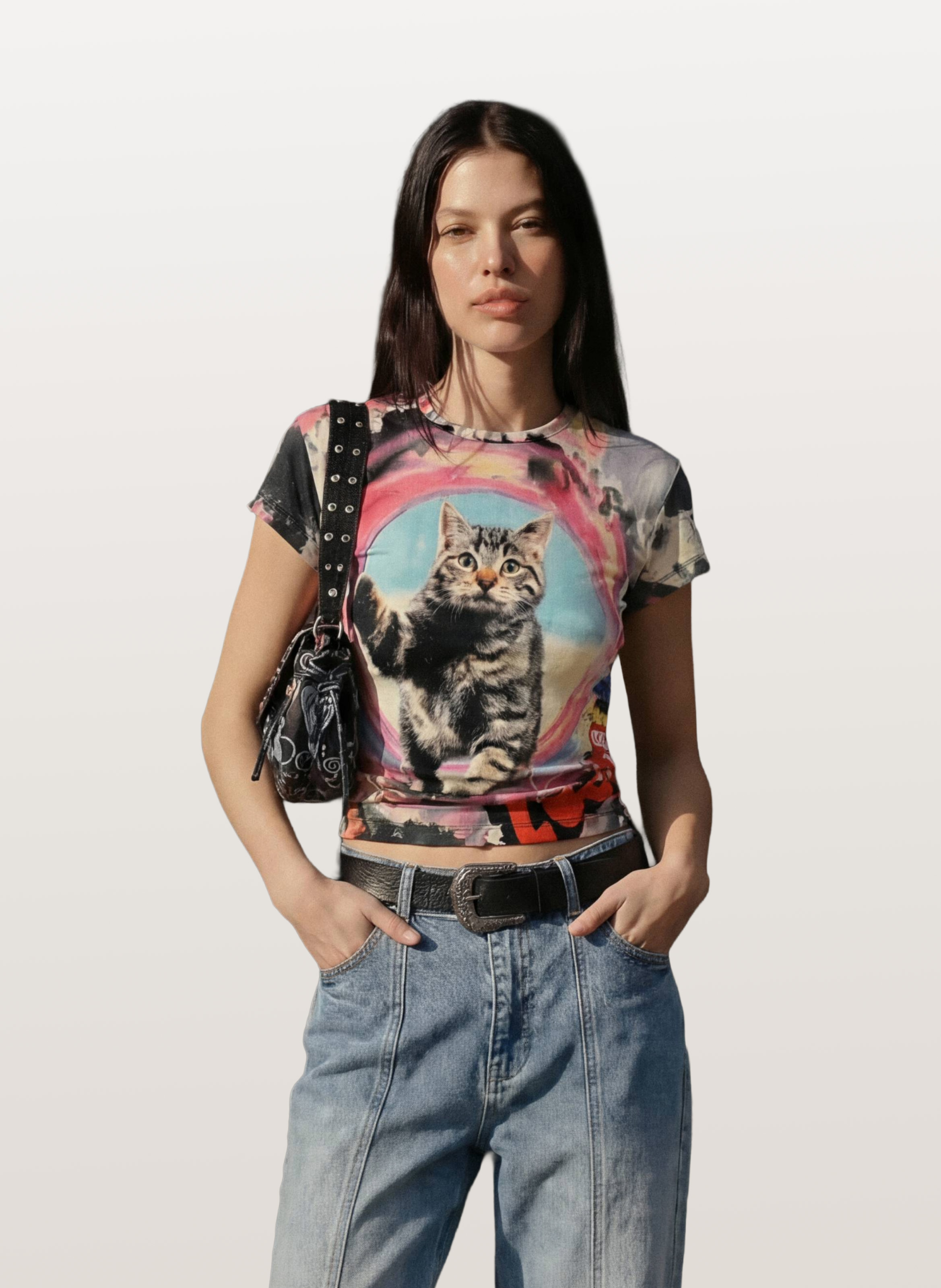 Tee-shirt col rond en coton mélangé DESIGUAL Rouge