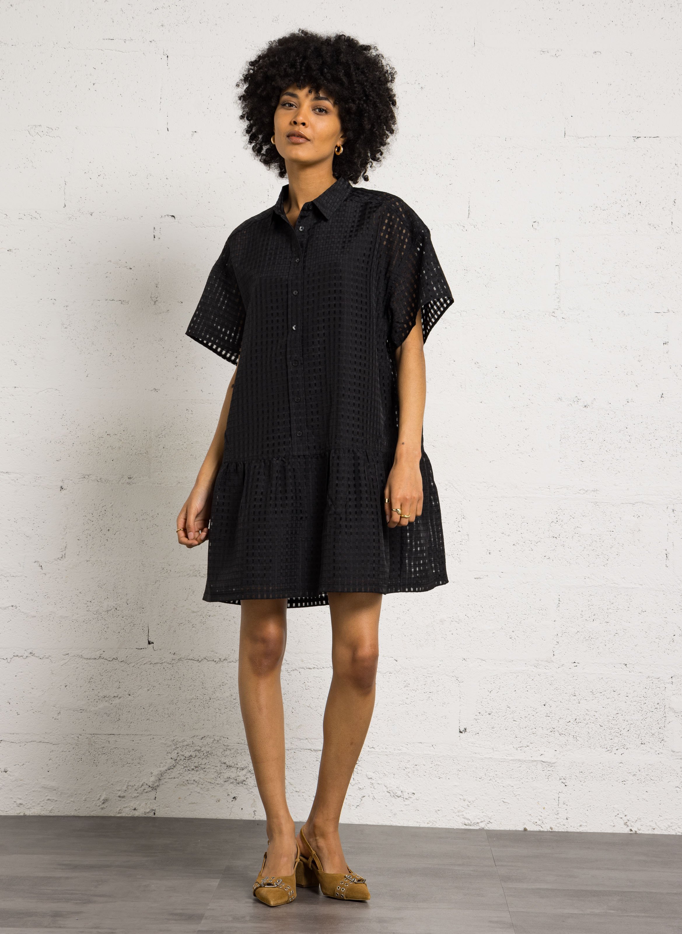 Robe courte col chemise IKKS Noir