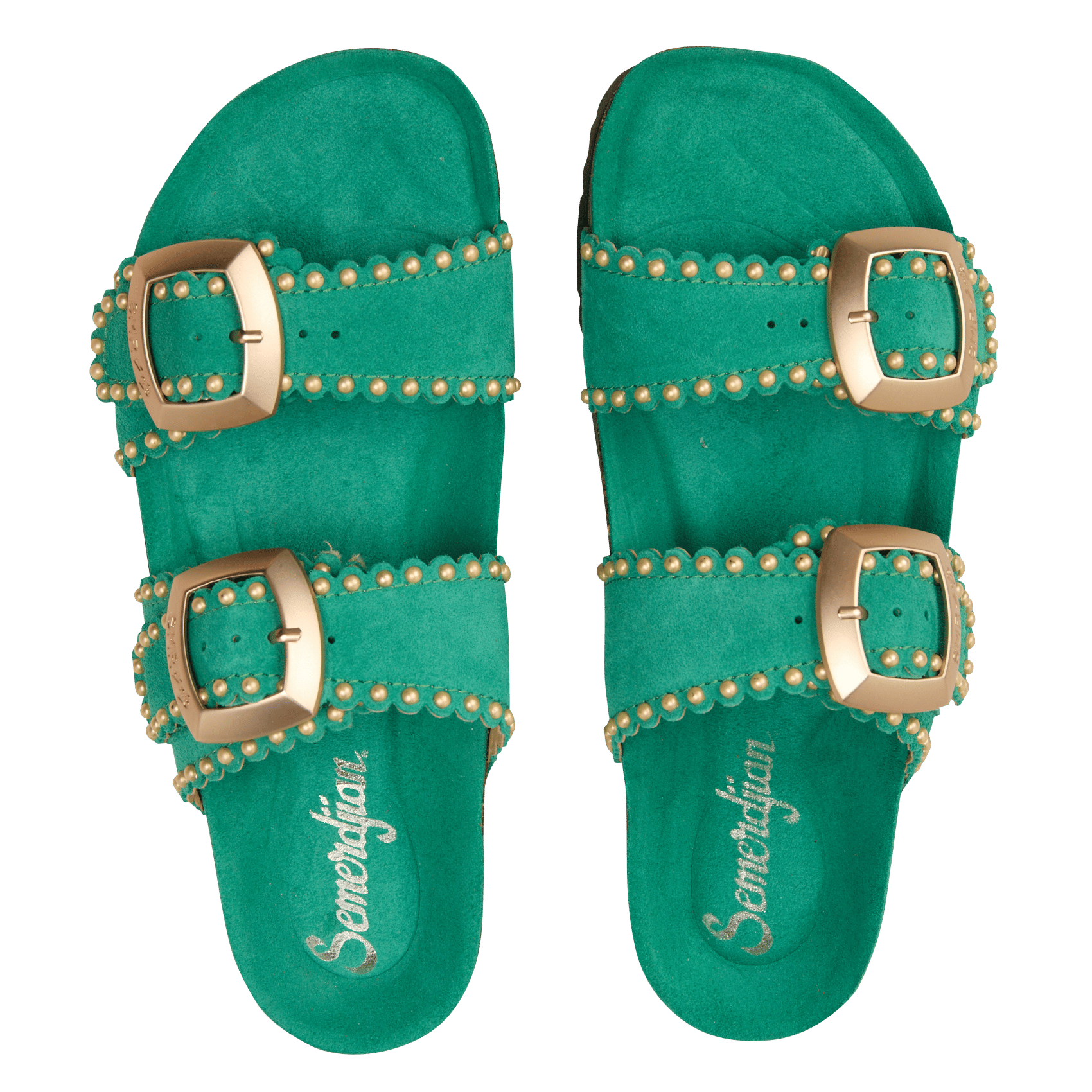 Sandales plates à brides en cuir SEMERDJIAN - SMR Vert